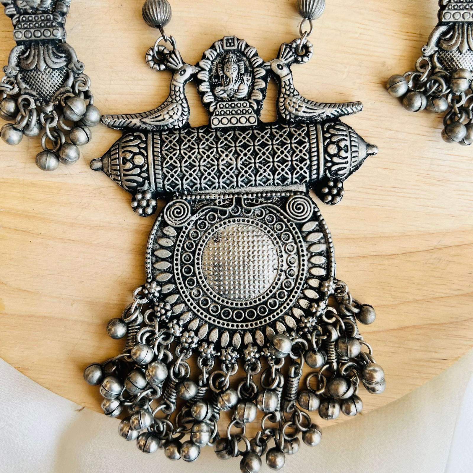 Oxidized Ganesha long Neckpiece Velvet box by Shweta