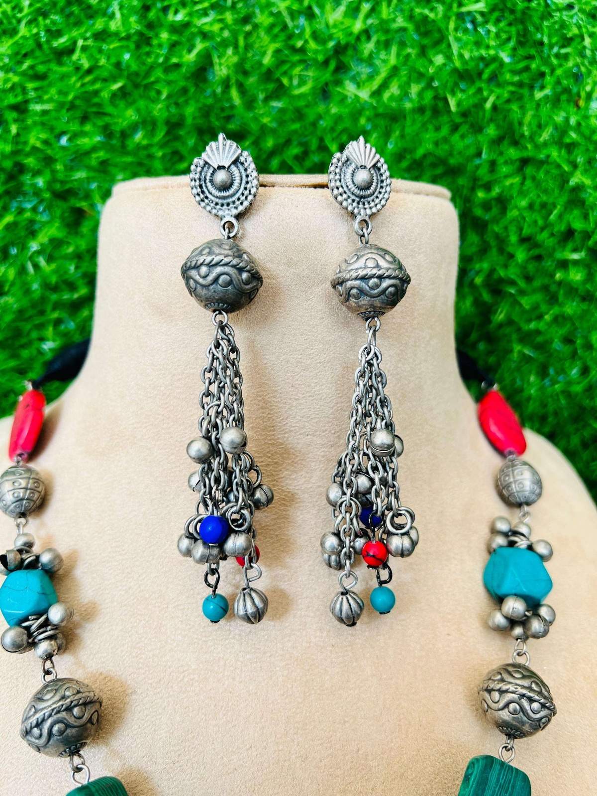 Oxidized Amelia long Neckpiece Velvet box by Shweta