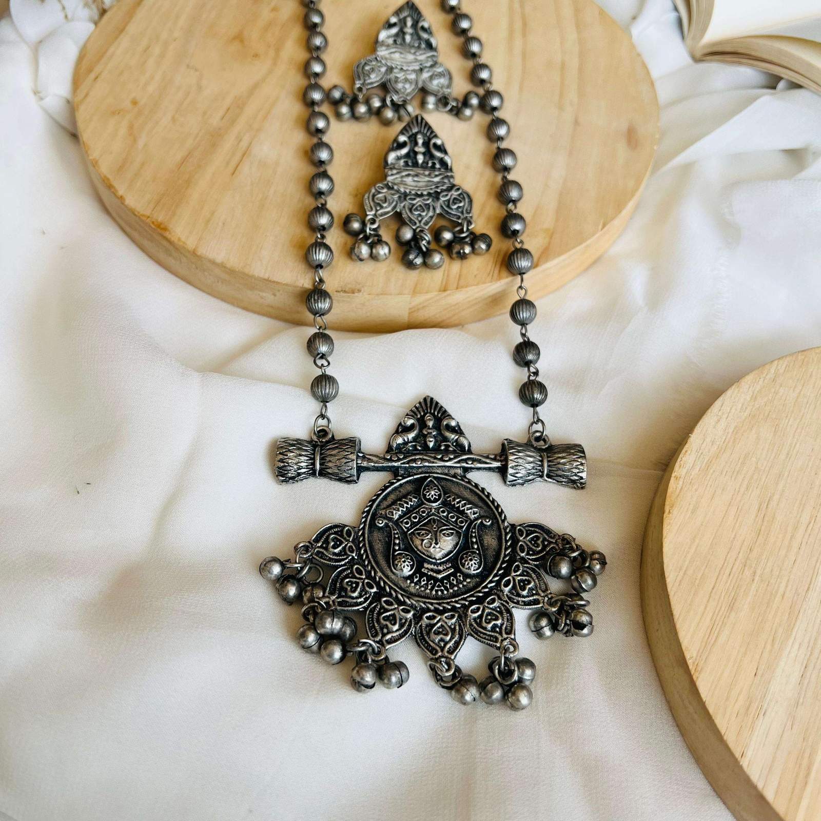 Oxidized Josie long Neckpiece Velvet box by Shweta
