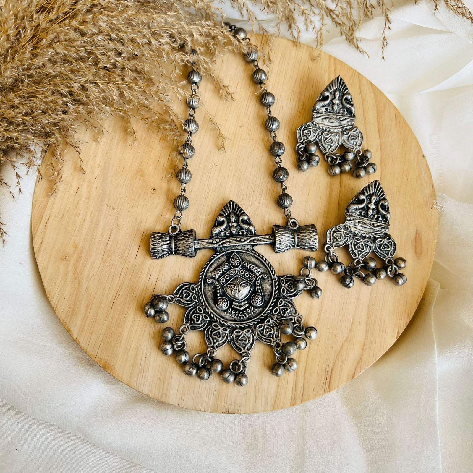 Oxidized Josie long Neckpiece Velvet box by Shweta