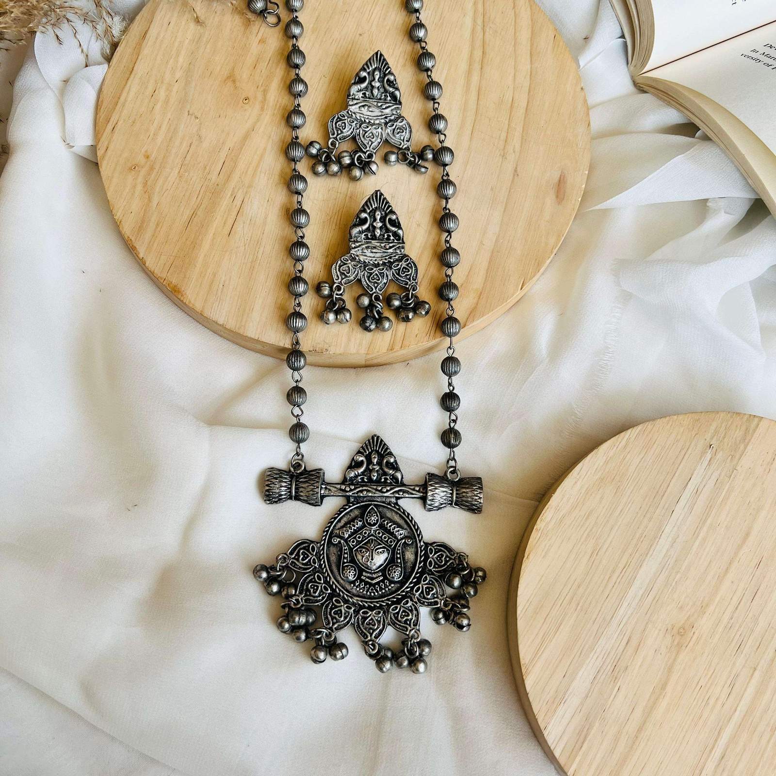 Oxidized Josie long Neckpiece Velvet box by Shweta