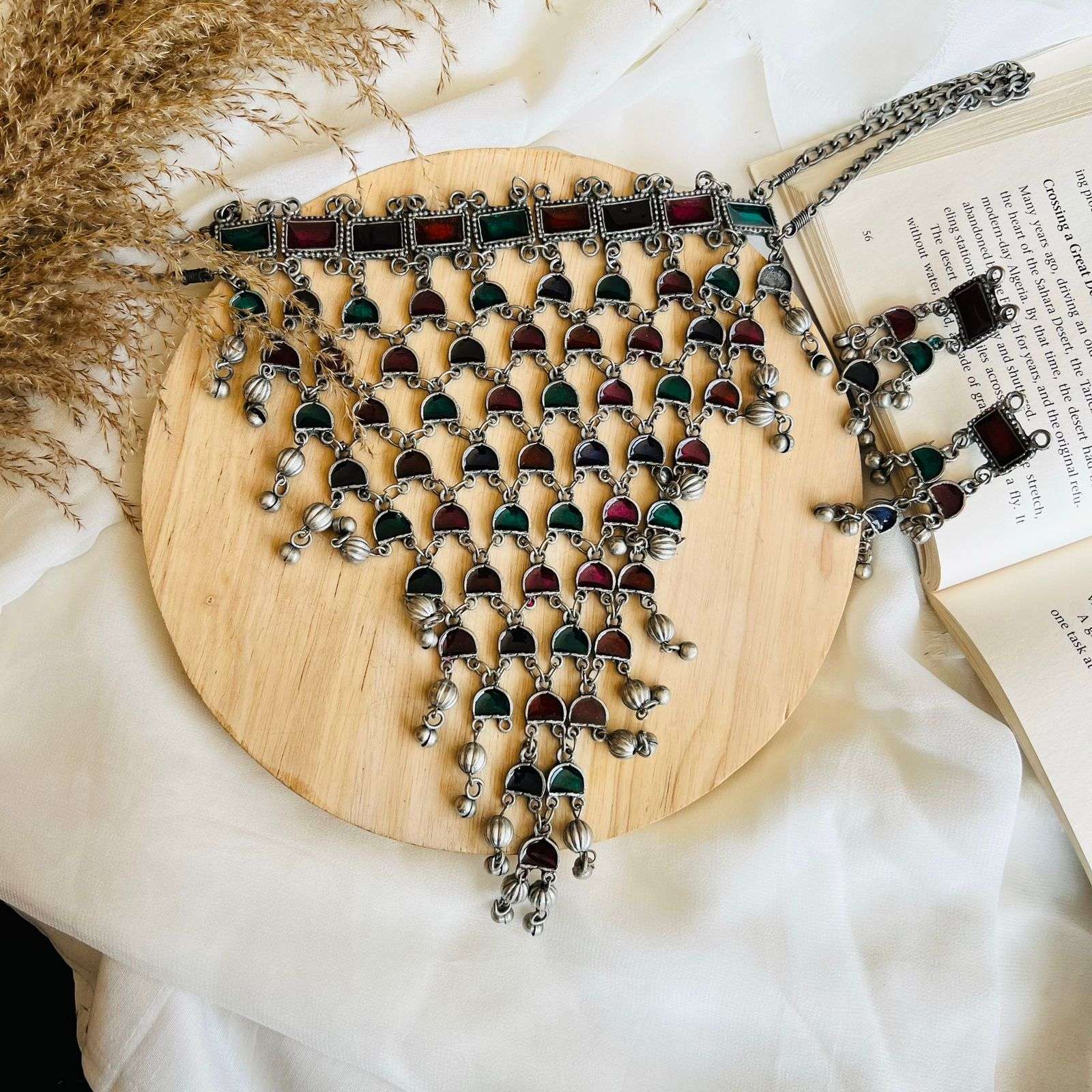 Oxidized Vertical Choker Velvet box by Shweta