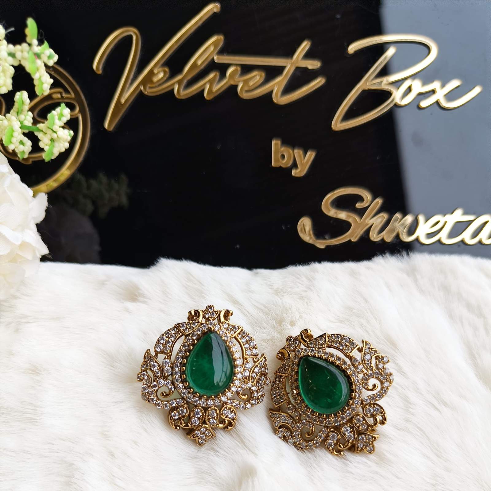 Nayaab tuba polki earrings
