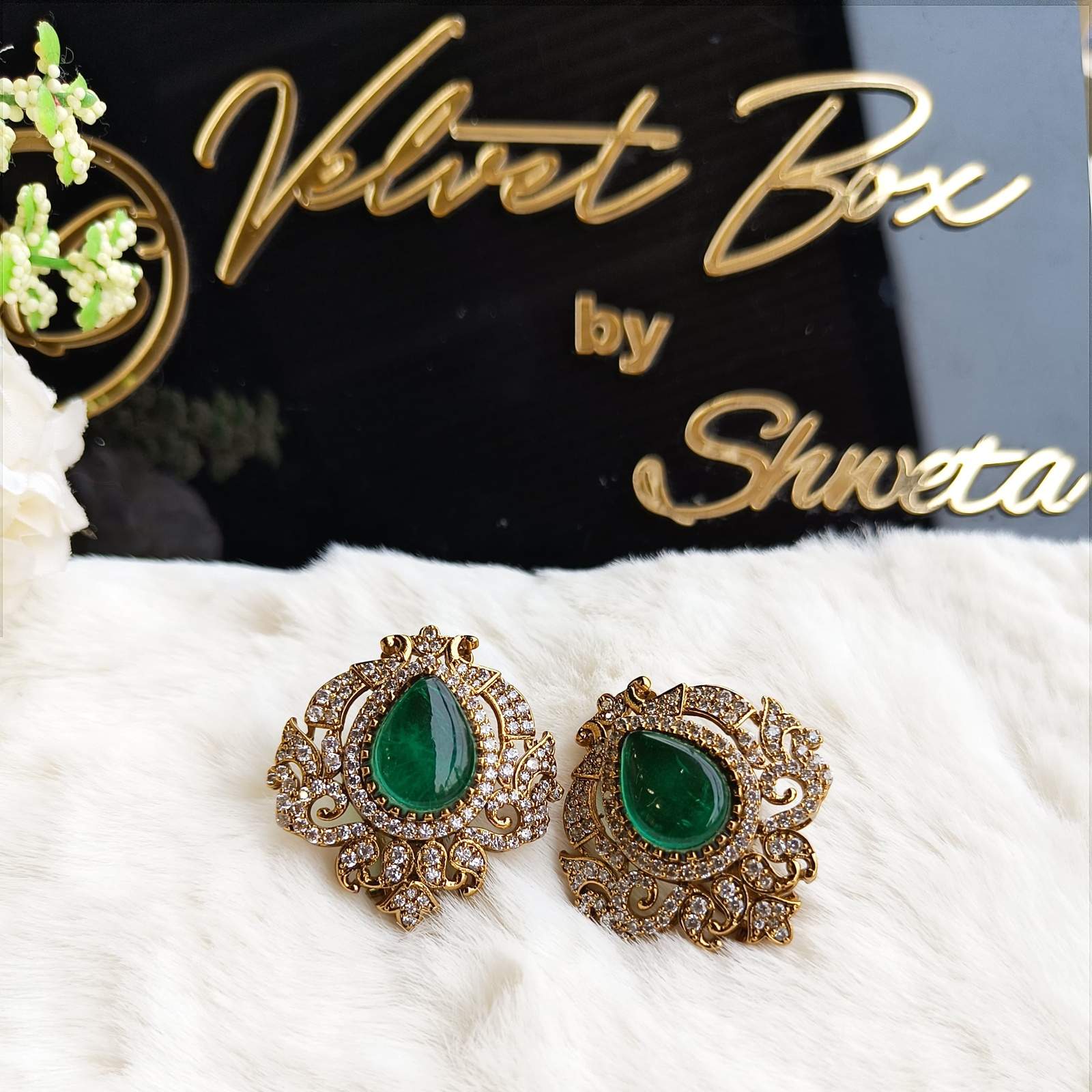 Nayaab tuba polki earrings