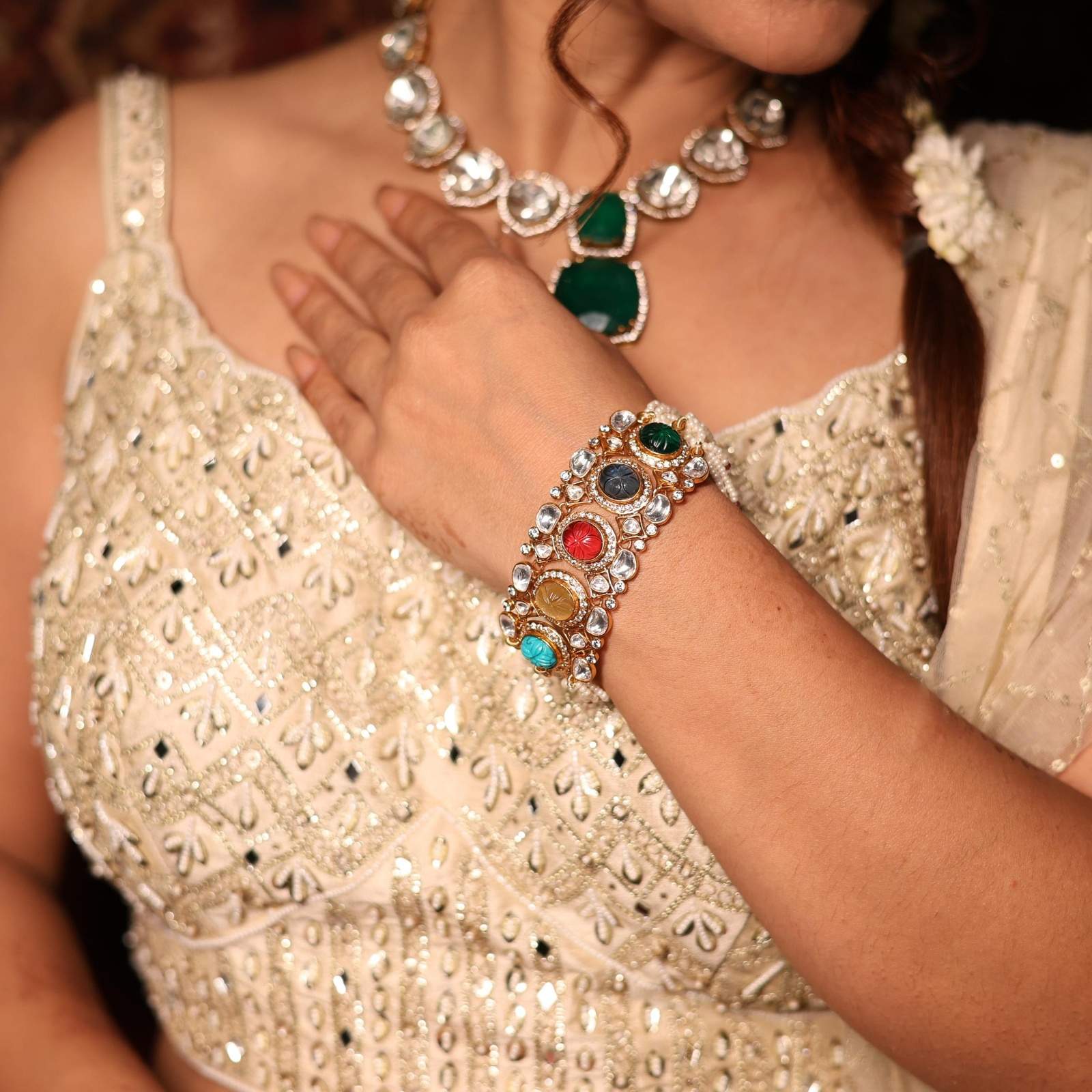 Nayaab Navratn Polki bracelet