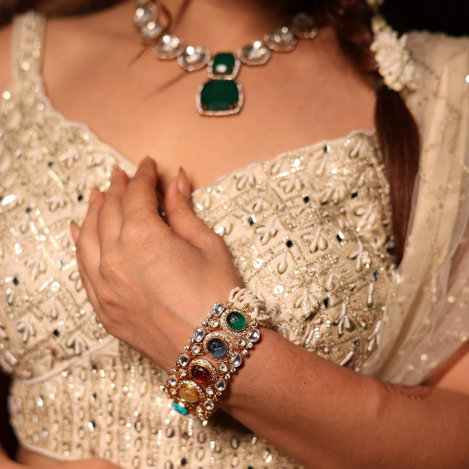 Nayaab Navratn Polki bracelet