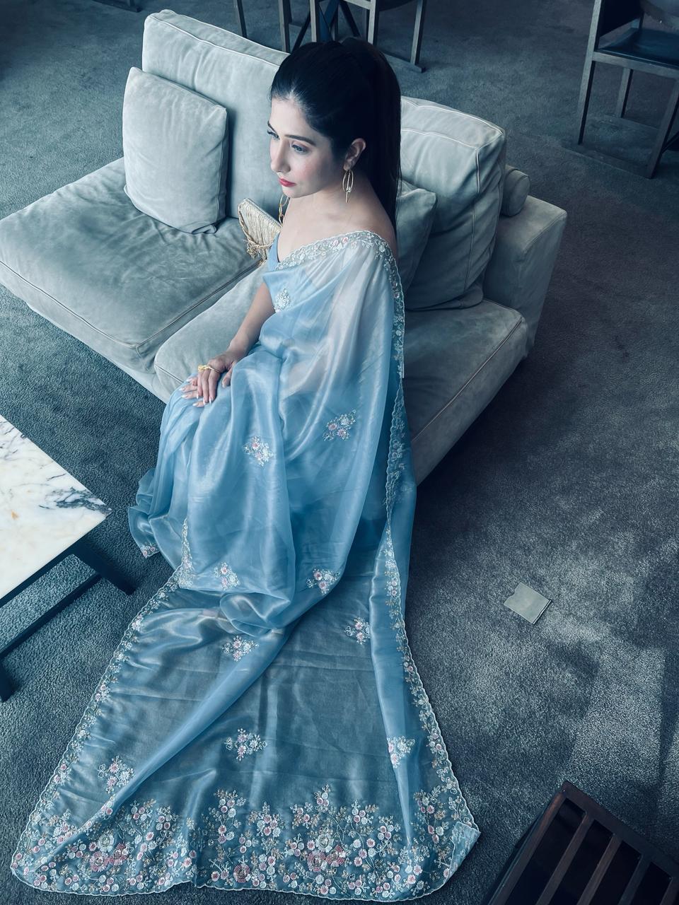 Blue valley Organza Saree