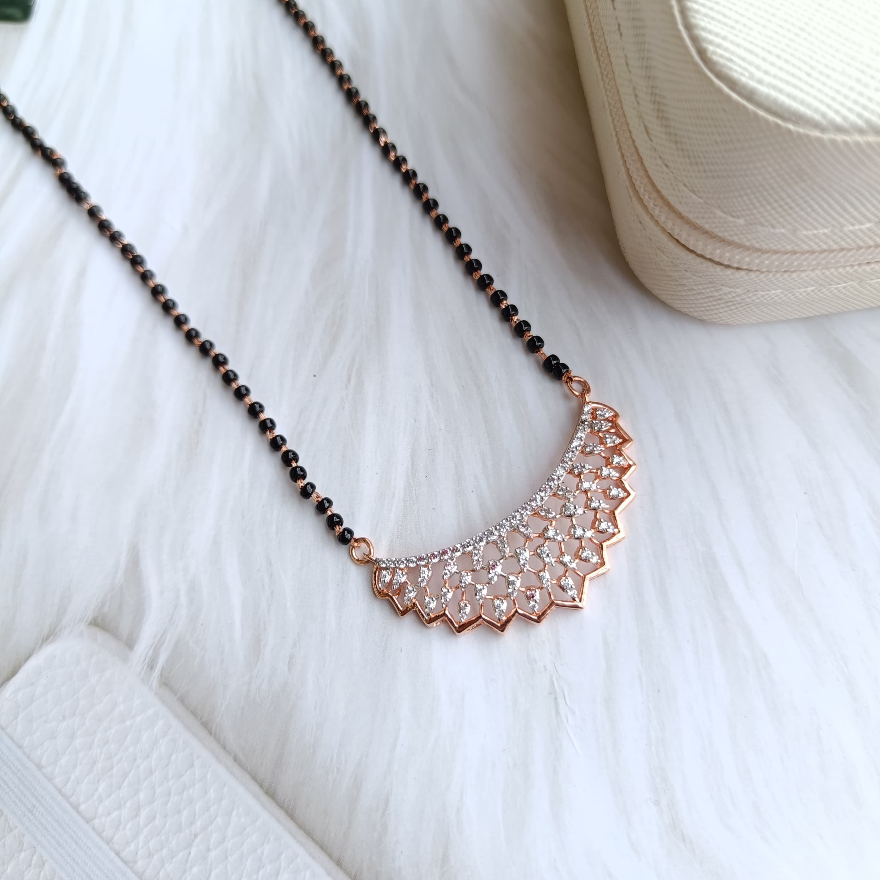 Vs sterling silver mangalsutra-1218 - Rose gold