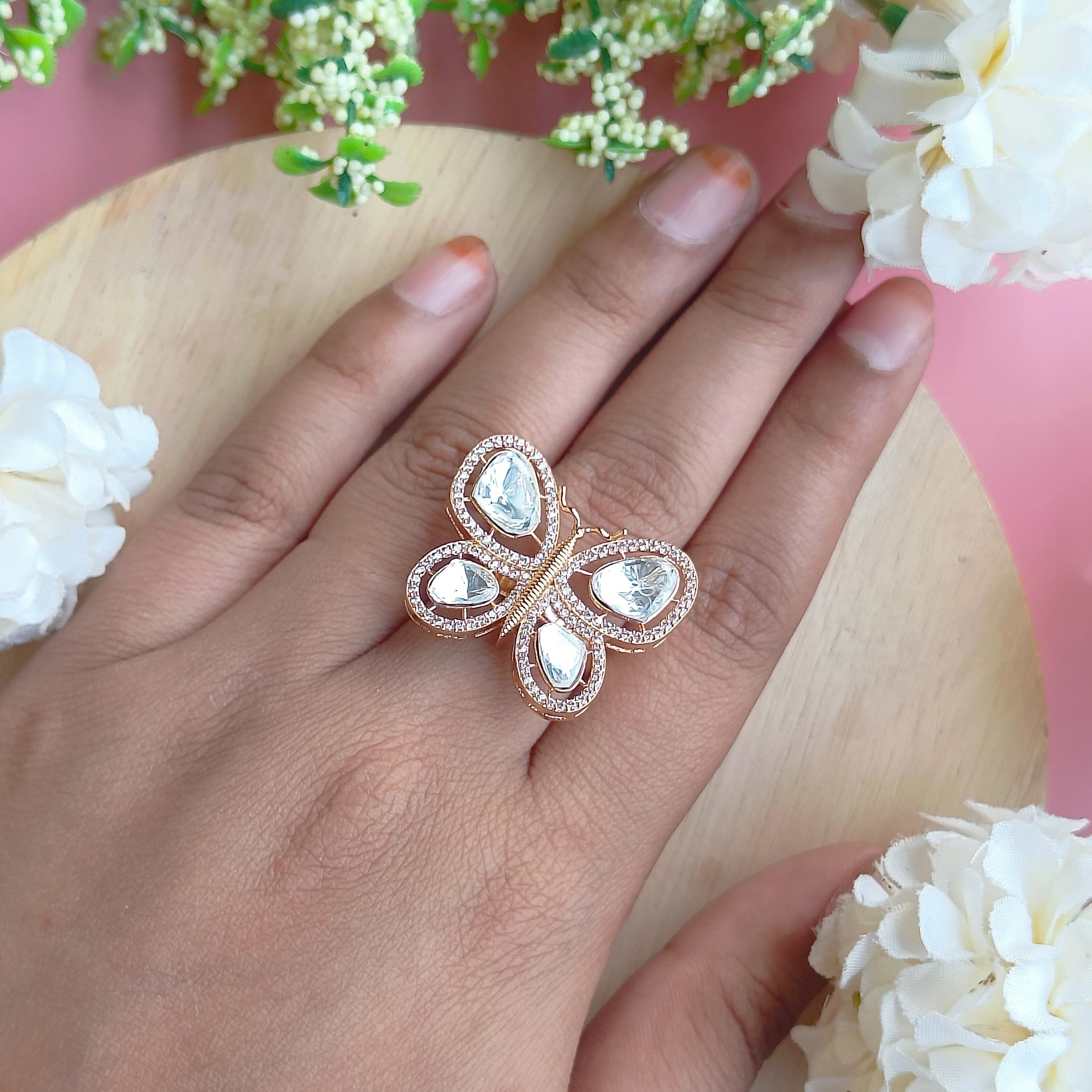 Nayaab Sara Polki Ring adjustable