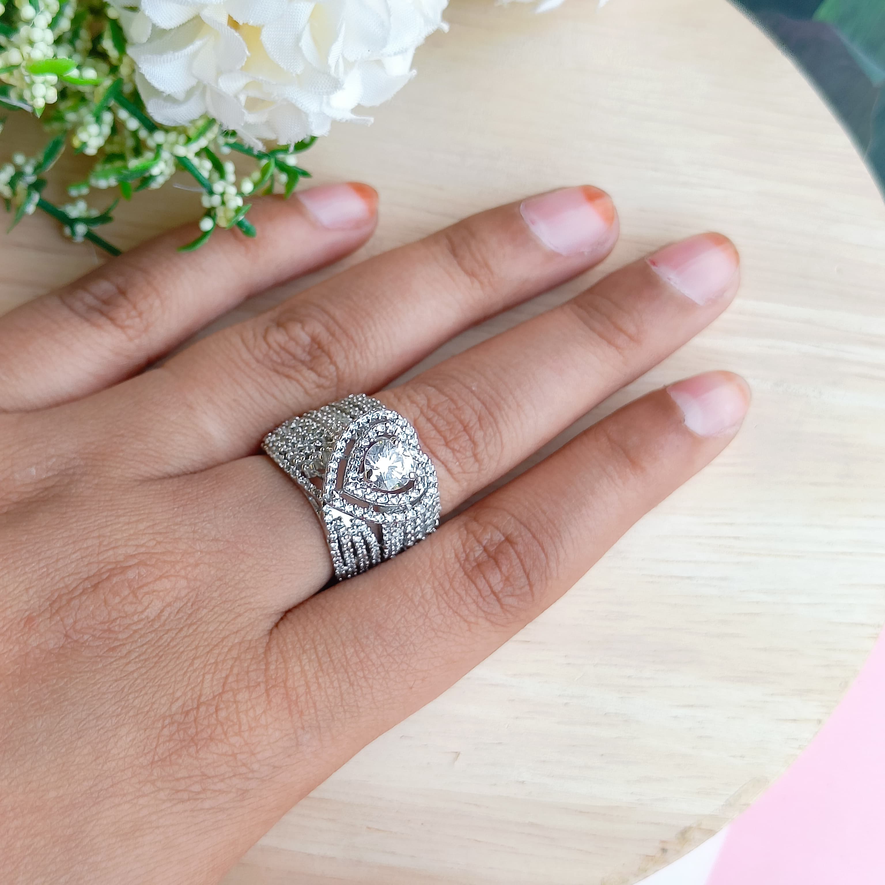 Sterling silver Cocktail Ring-165 12g