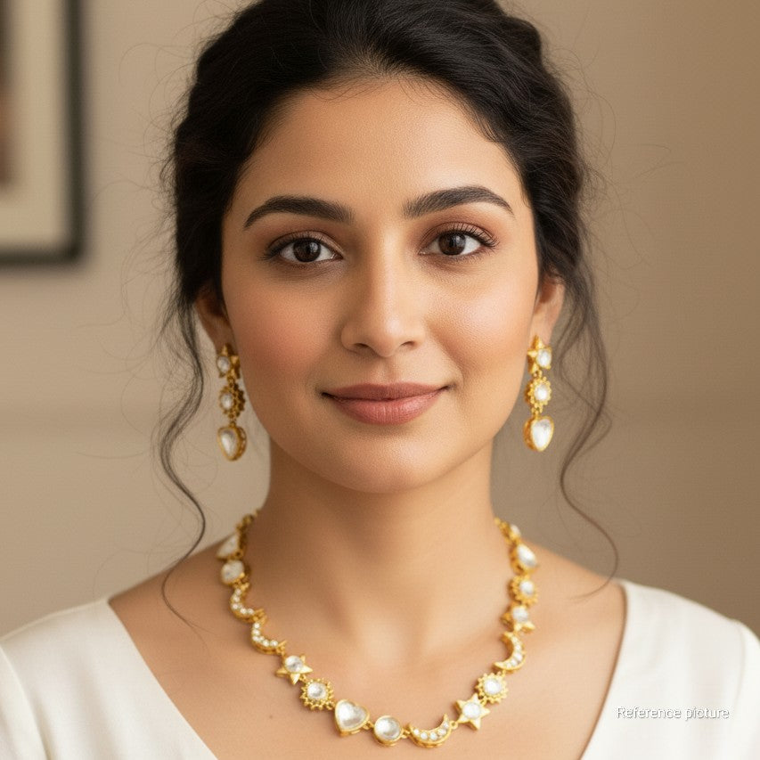 Nayaab Multi Stars Polki Neckpiece