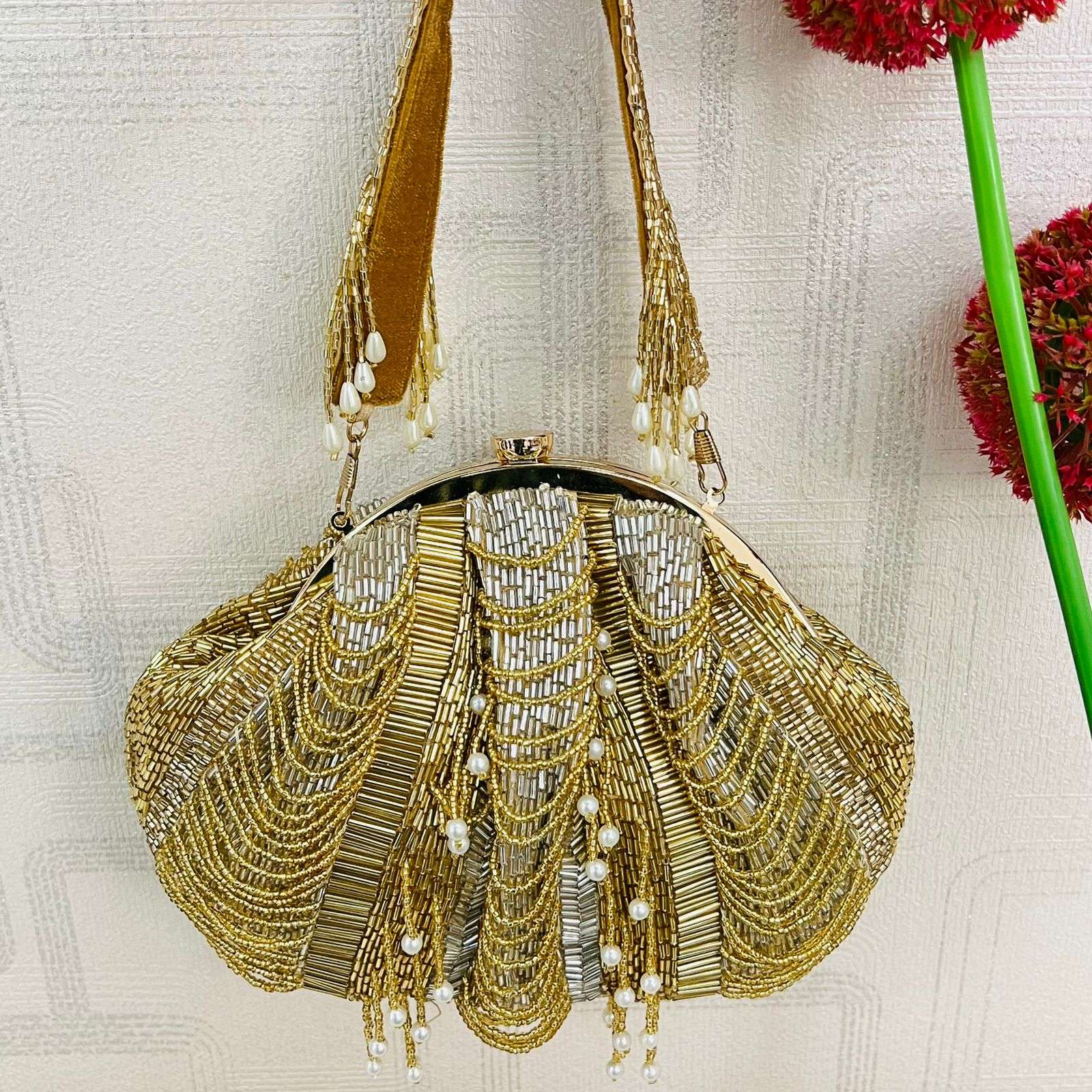 vs mala bag golden velvet box by shweta