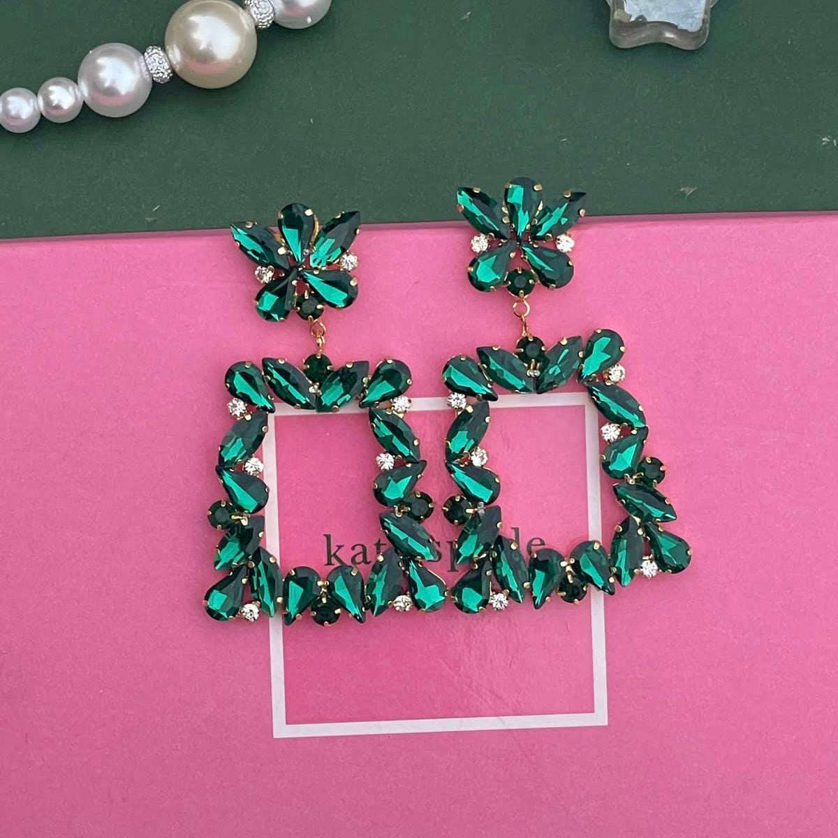 Layla Earrings 0119 Green Velvet box by Shweta