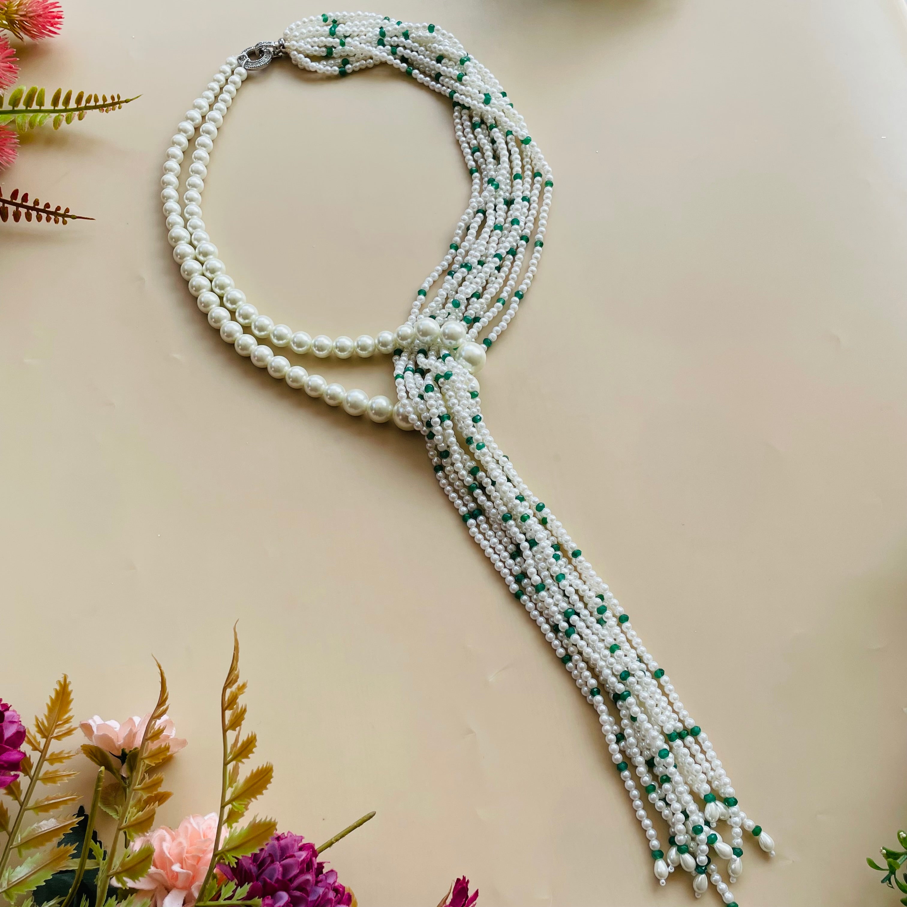 Nayaab Sara Pearl Long Neckpiece