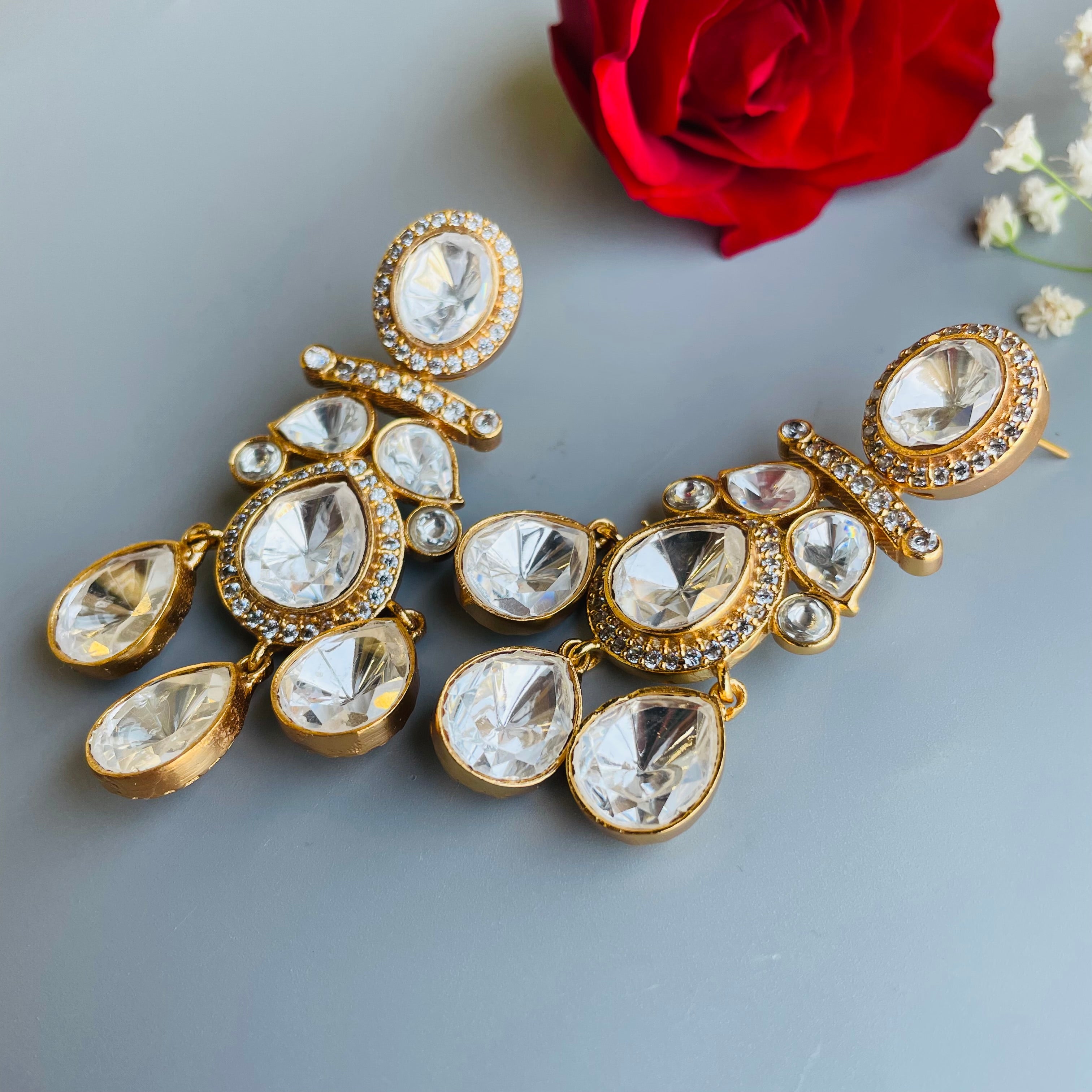 Nayaab Rubina polki earrings