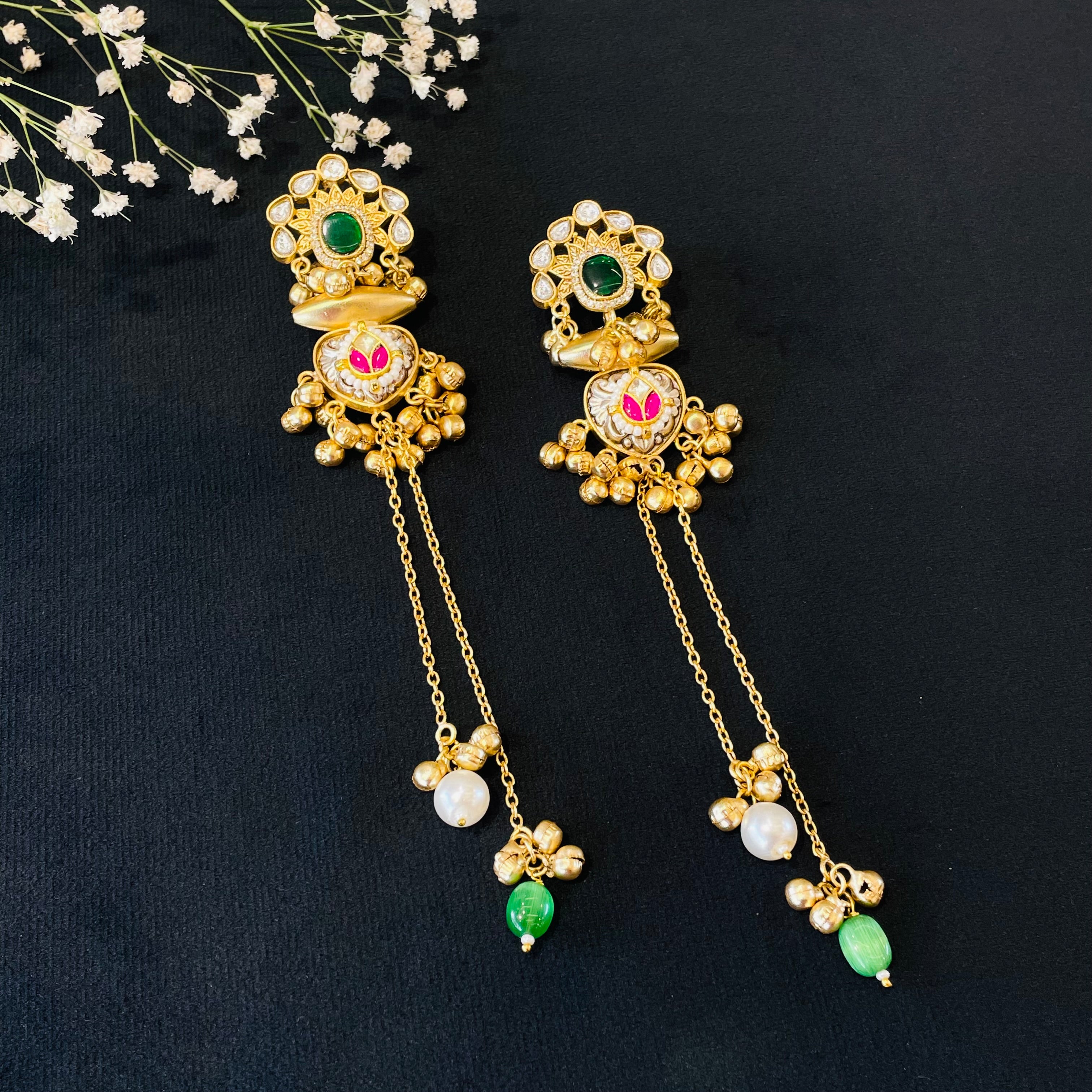 Nayaab Priya Long Fusion Earrings