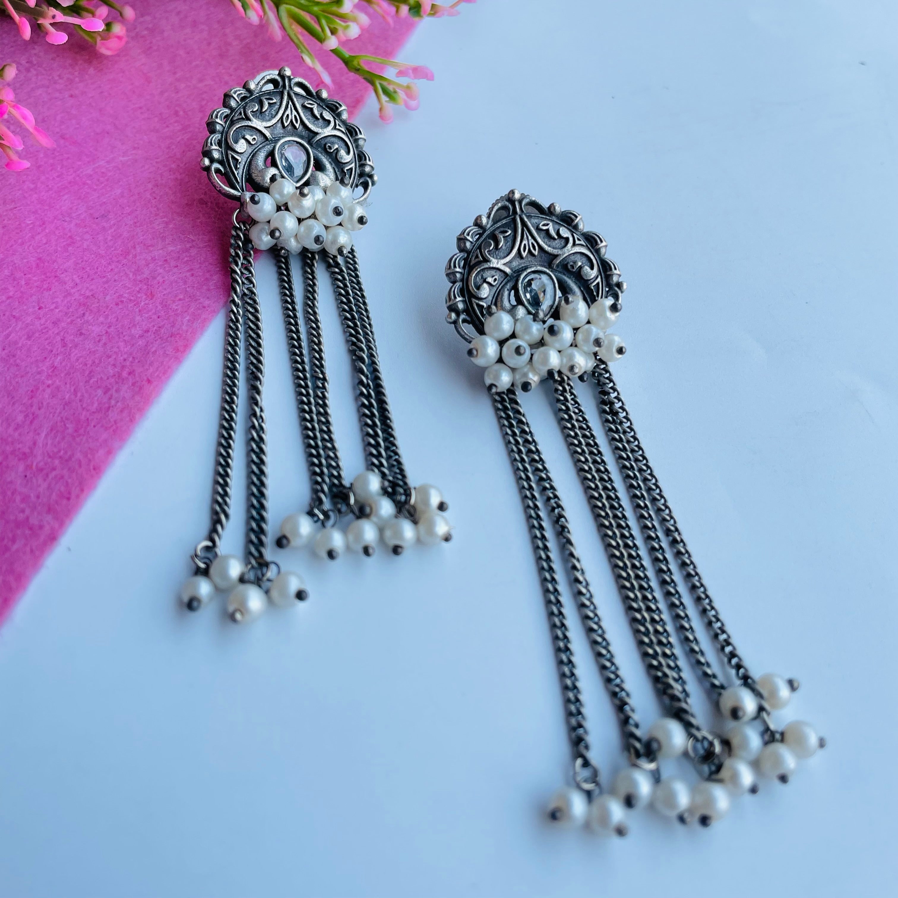 Inara Hanging Pearl Earrings