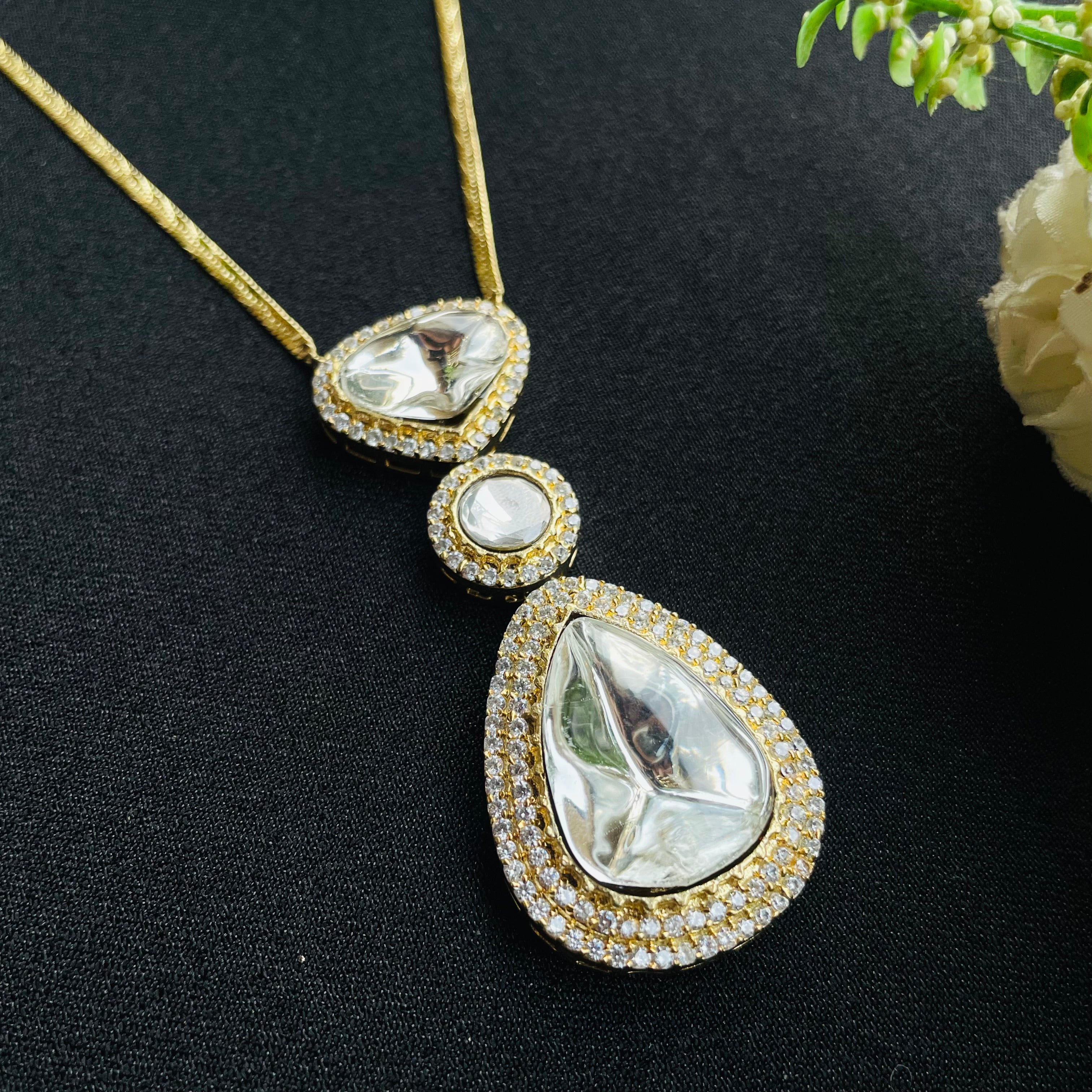 Nayaab Drop Polki pendant Neckpiece