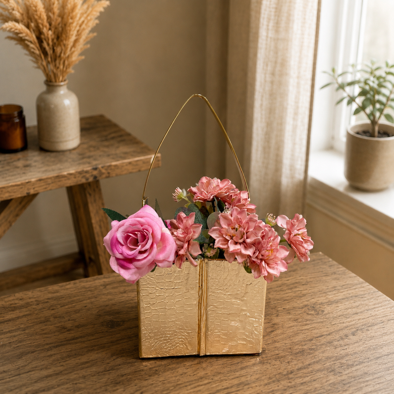Foldable Metallic Gold Gift Basket