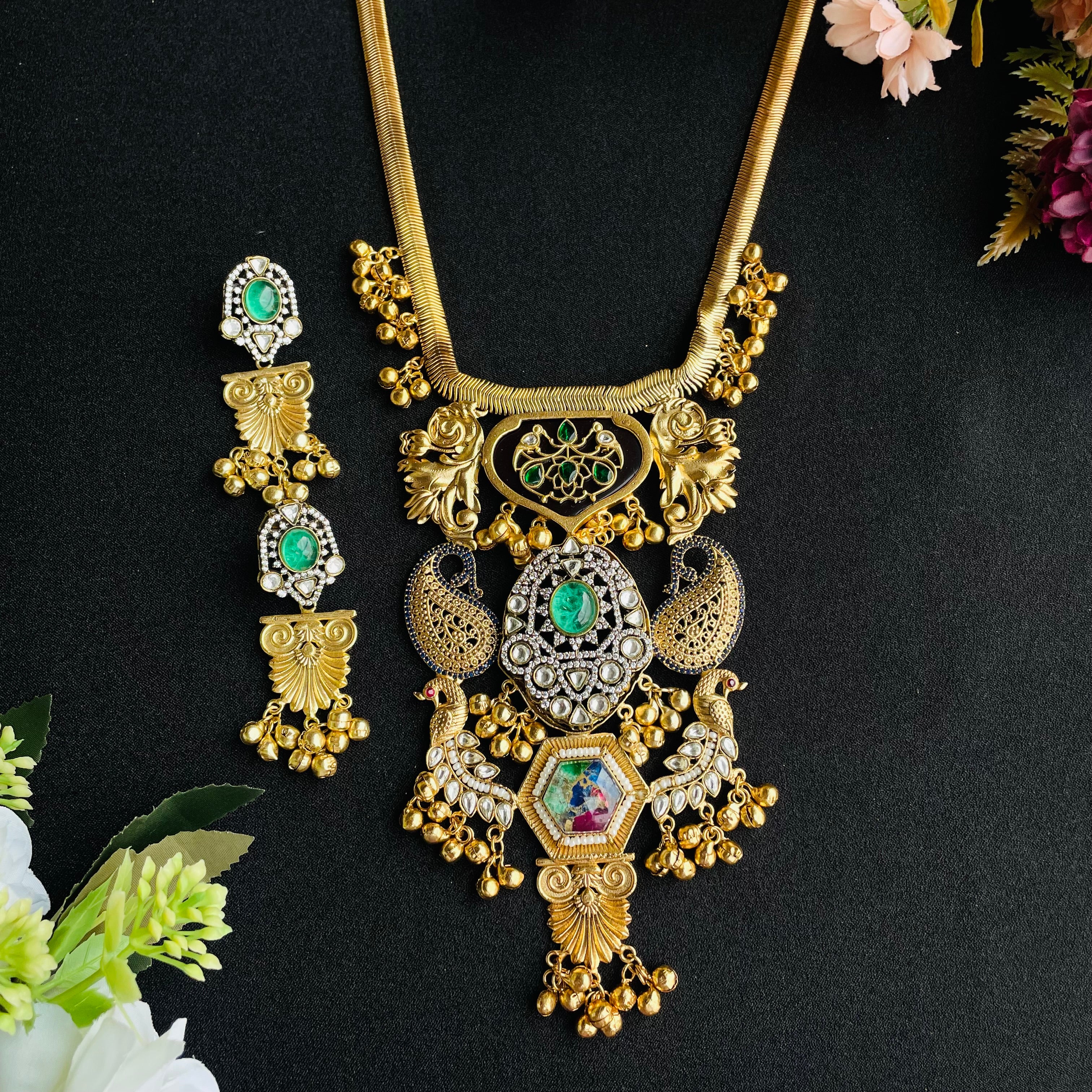 Nayaab Adira Polki layered Neckpiece