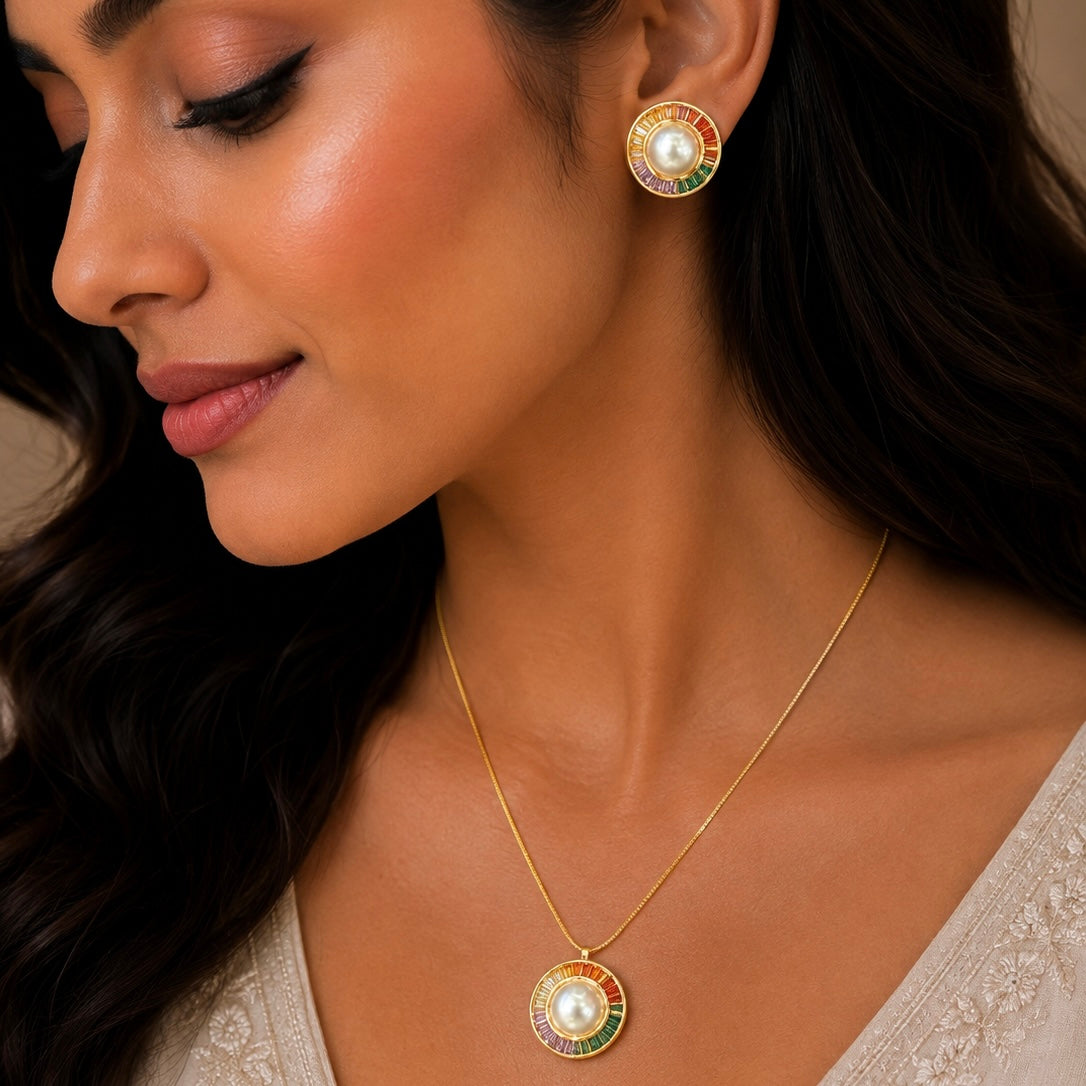 Aurelia Pearl Radiance Pendant Set