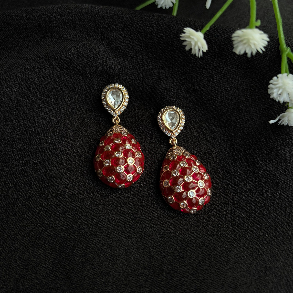 Ruhana Ruby Drop Earrings