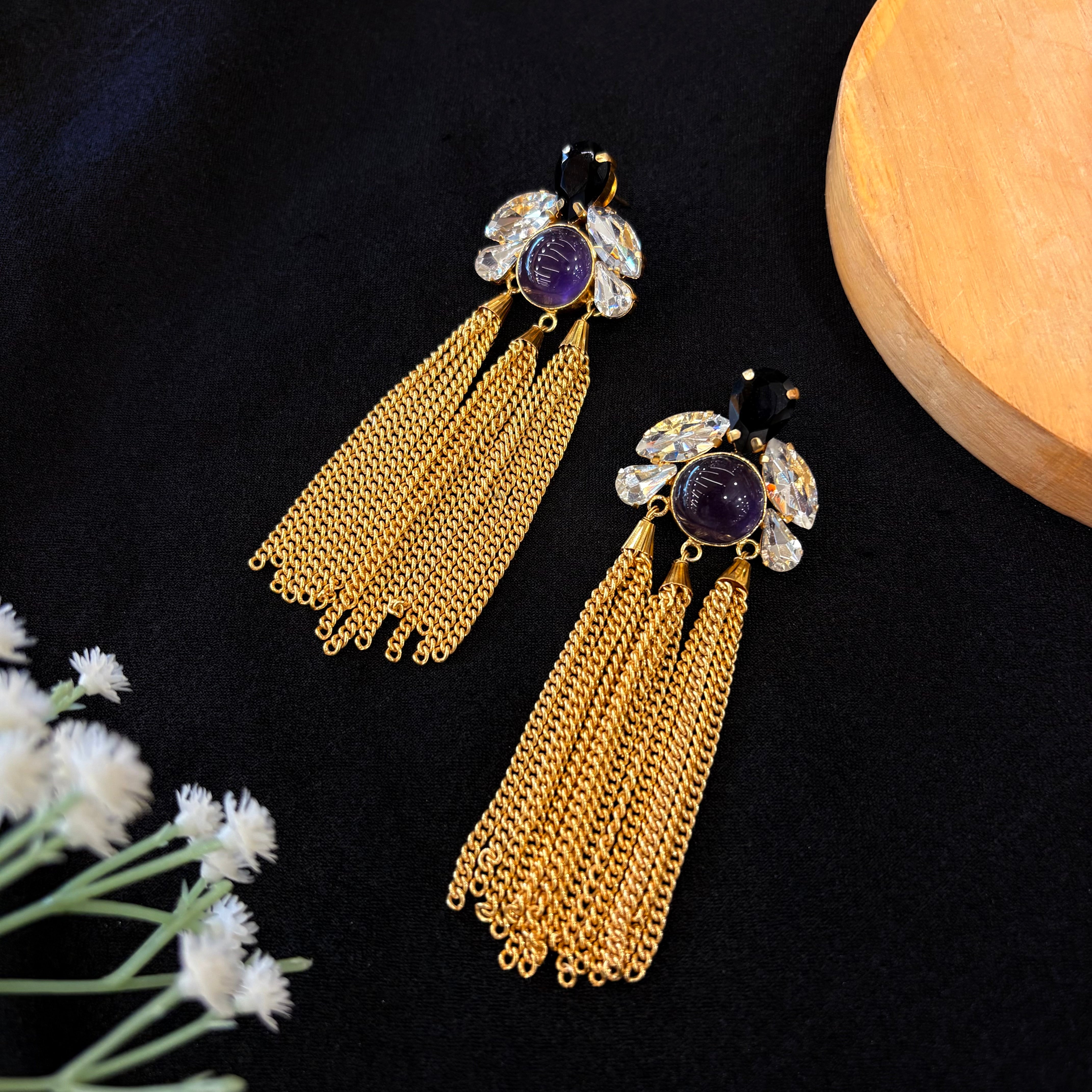 Amethyst Noir Cascade Earrings