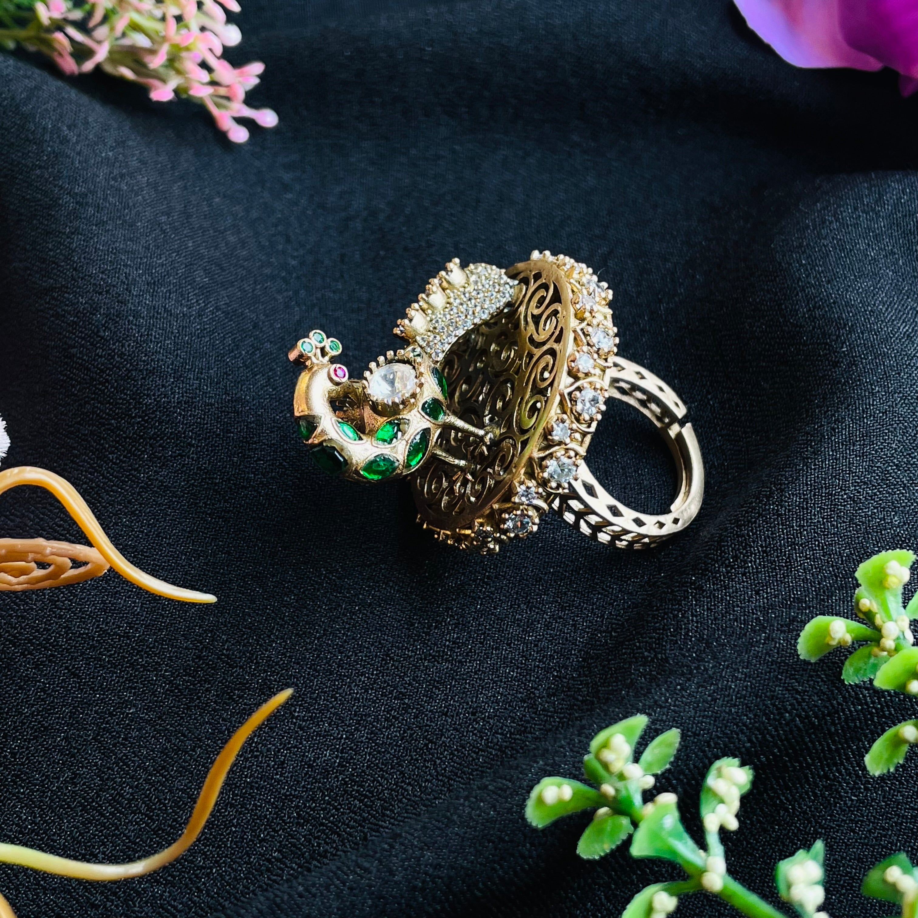 Nayaab peacock ring adjustable