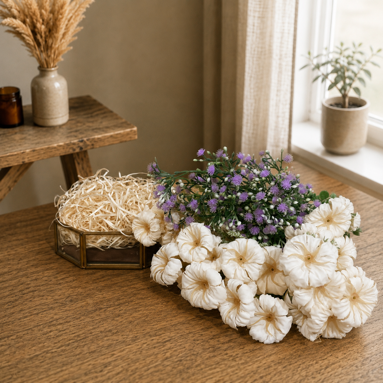 Artificial Flower & Grass Combo