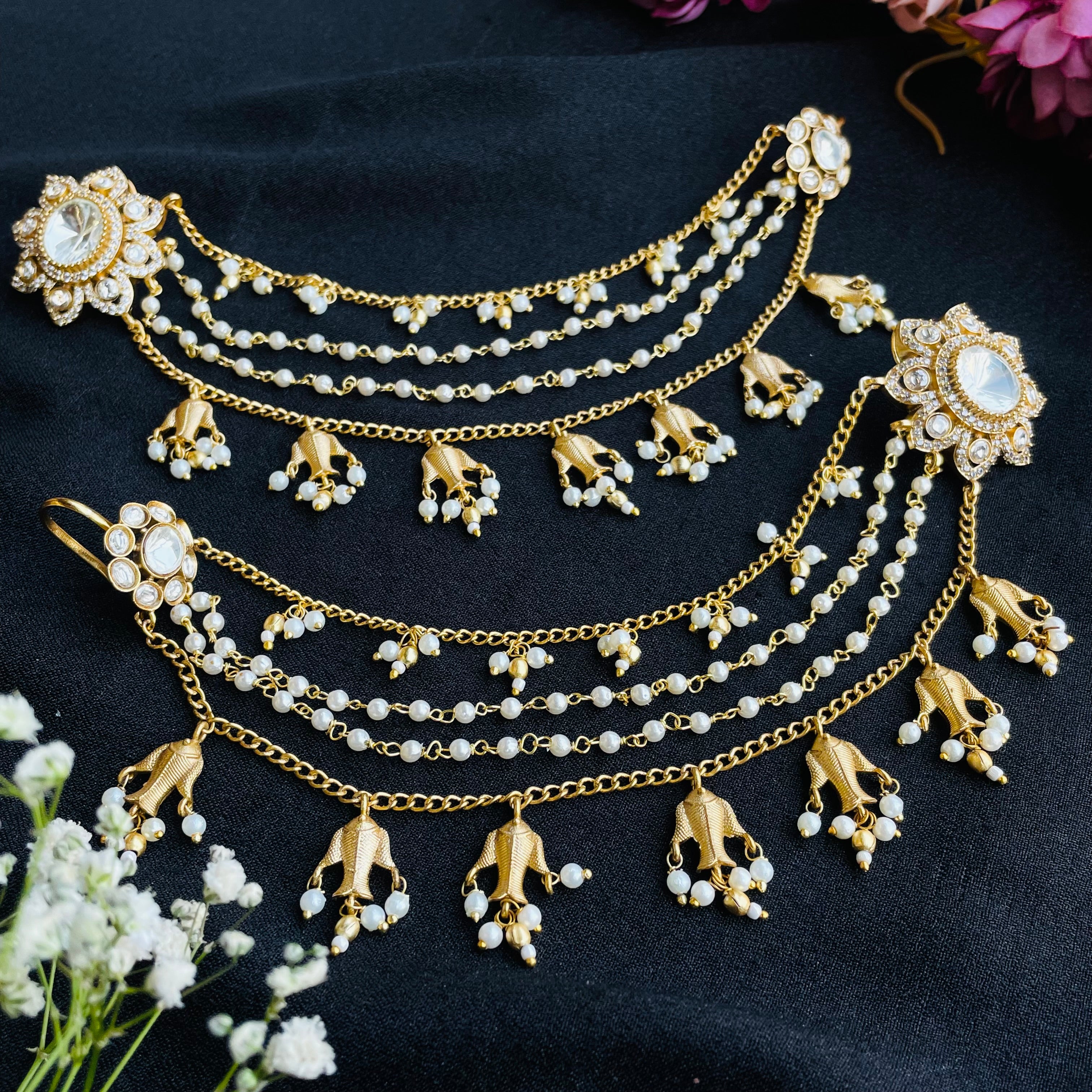 Nayaab aina earrings with kanchain