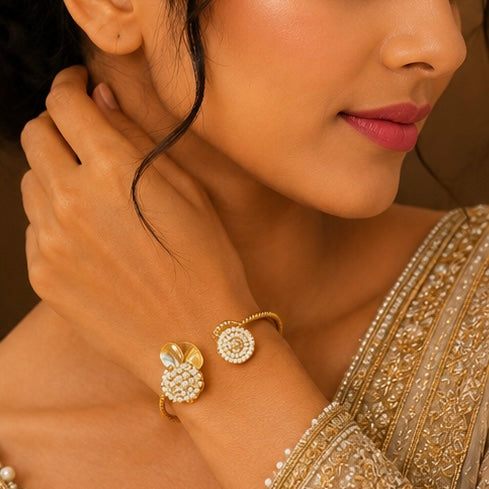 Pearl Bloom Twist Cuff
