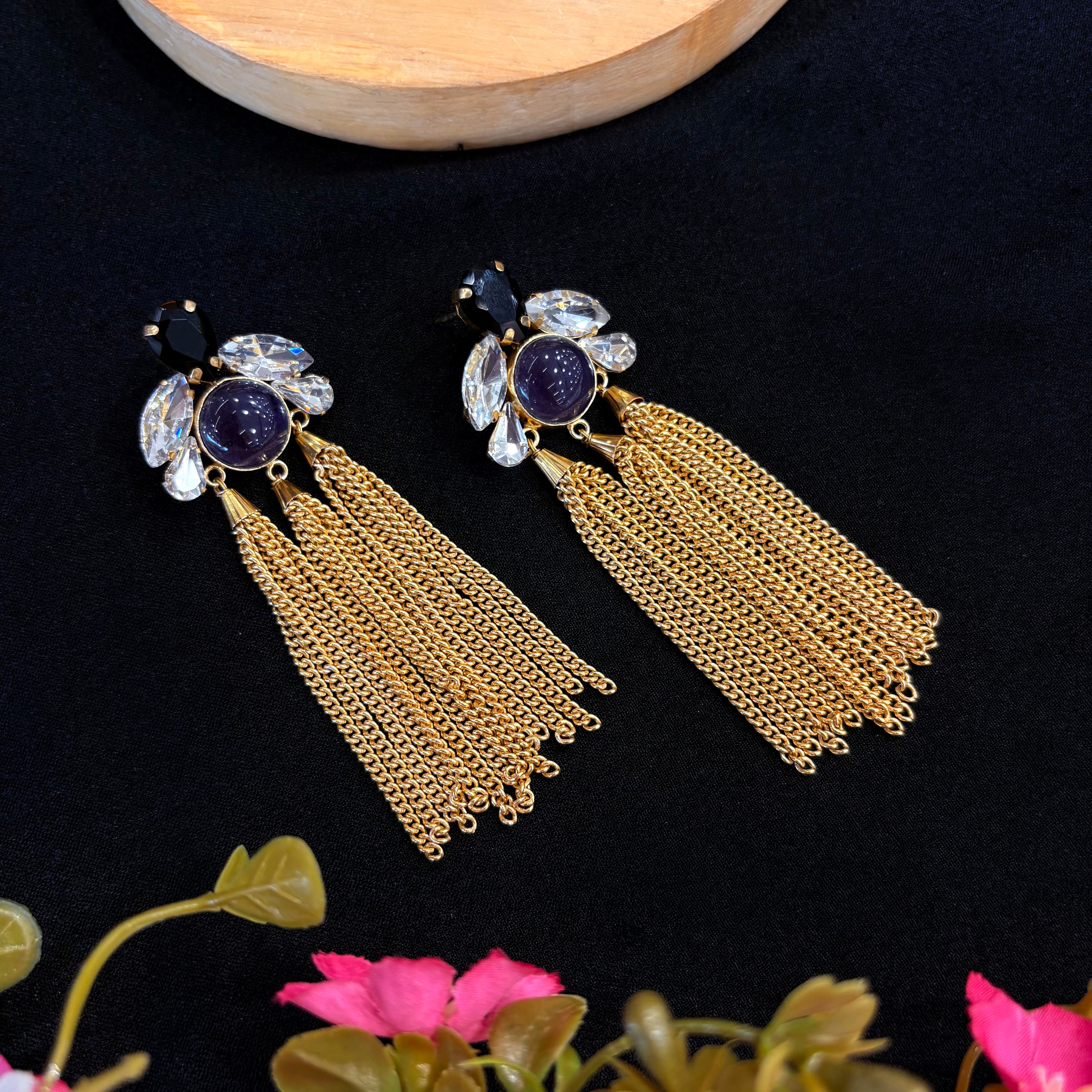 Amethyst Noir Cascade Earrings