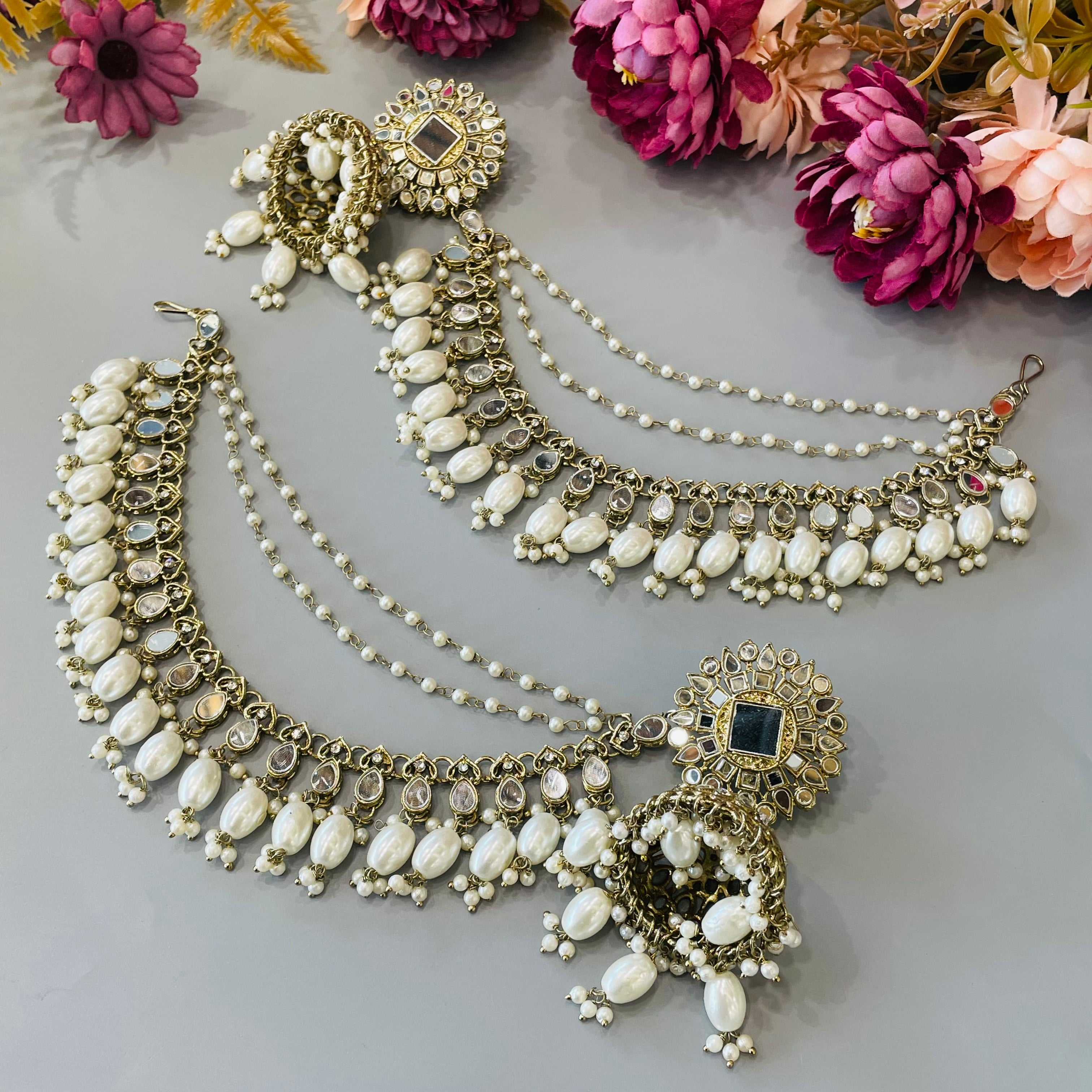 Nayaab mirror Pearls Jhumki With Kansahara