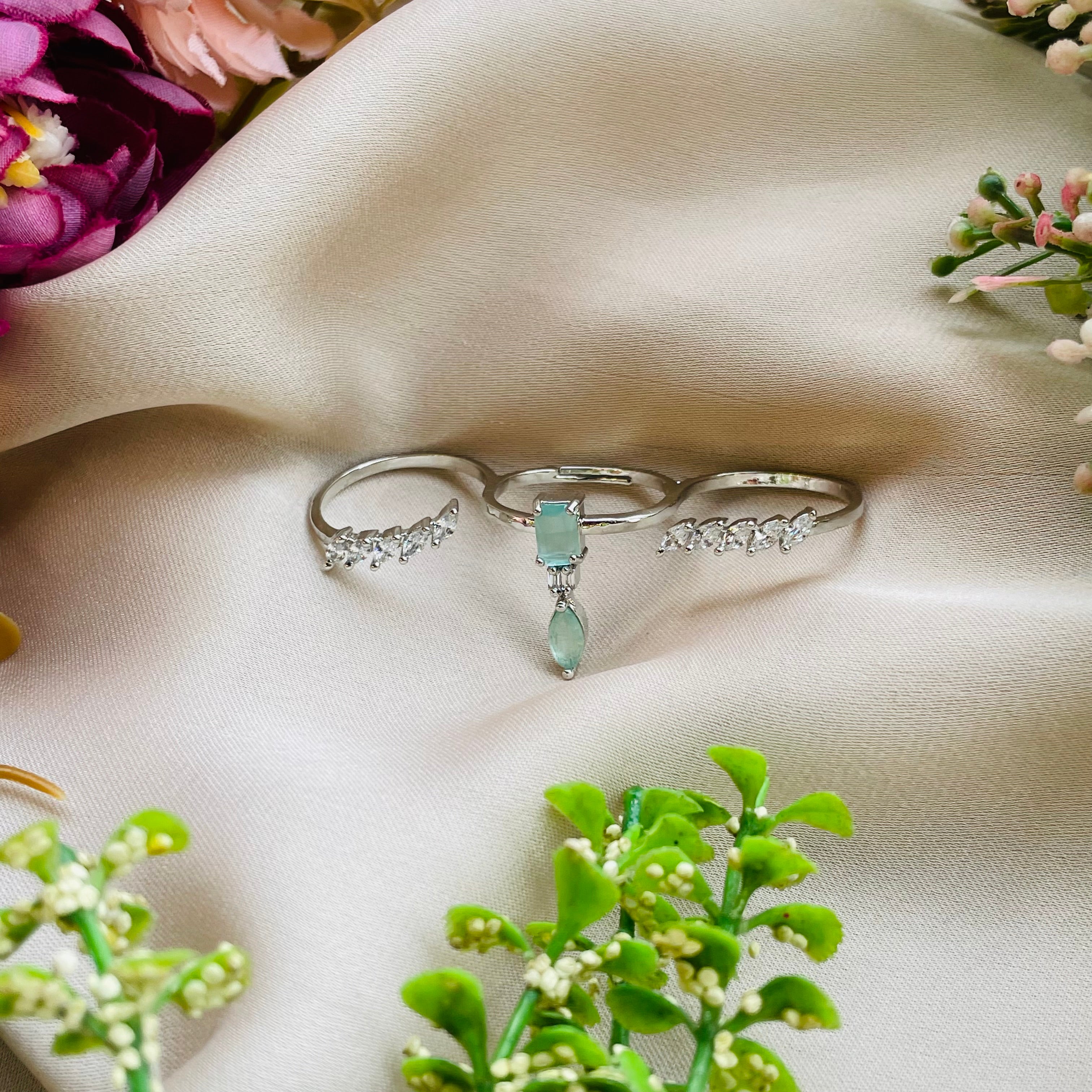 Ad Olivia ring-Mint green adjustable