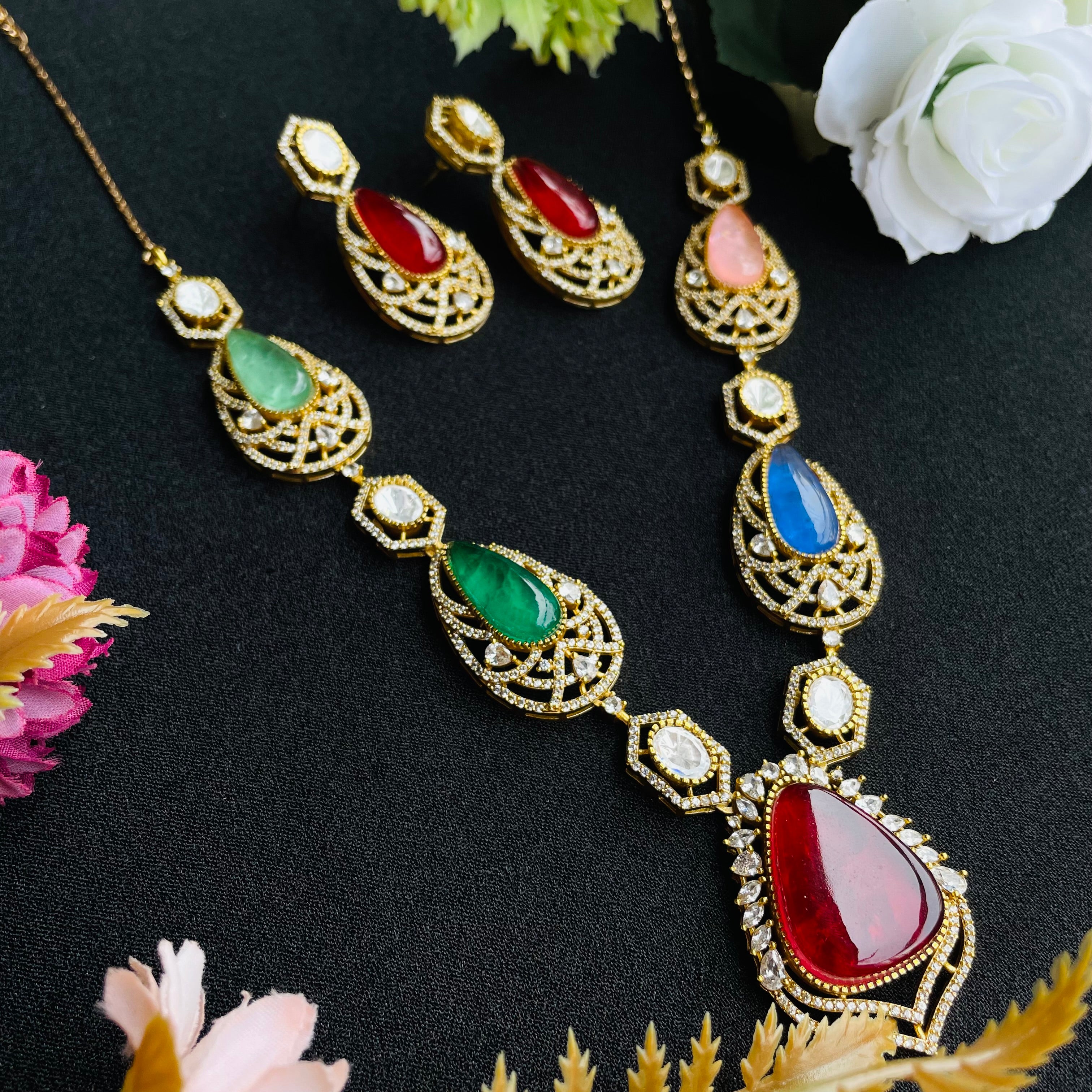 Nayaab Binal Multi Polki Neckpiece