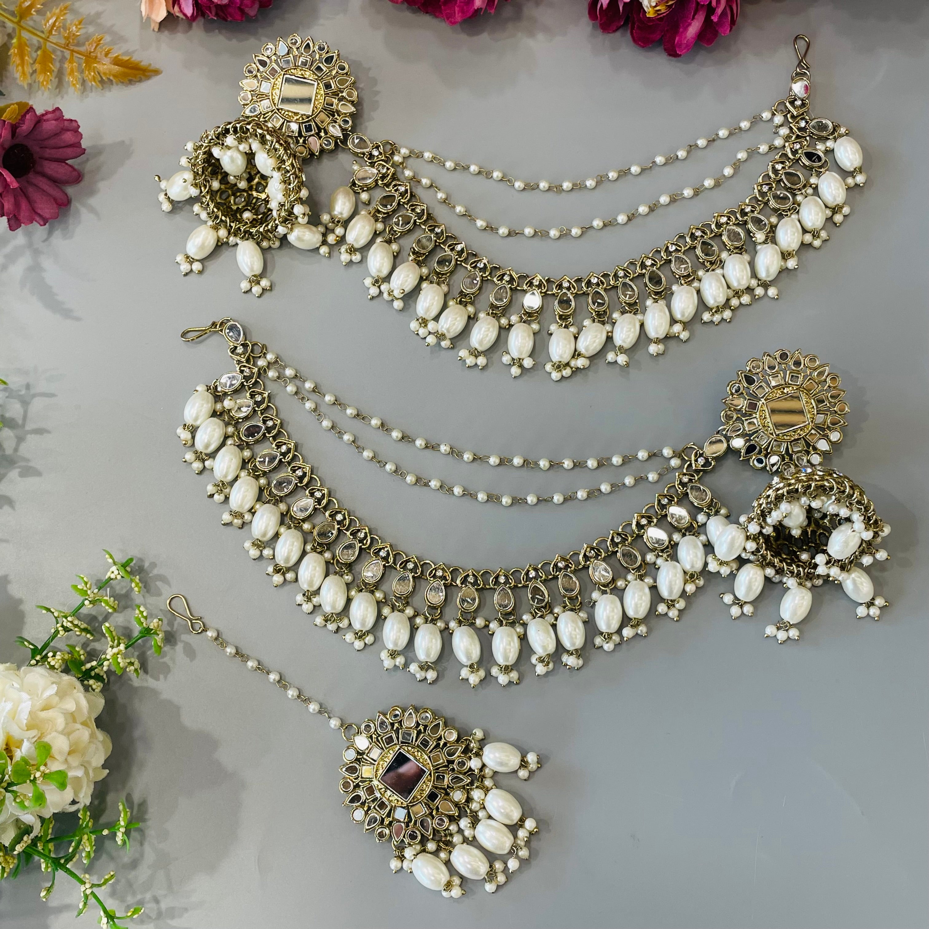 Nayaab mirror Pearls Jhumki With Kansahara