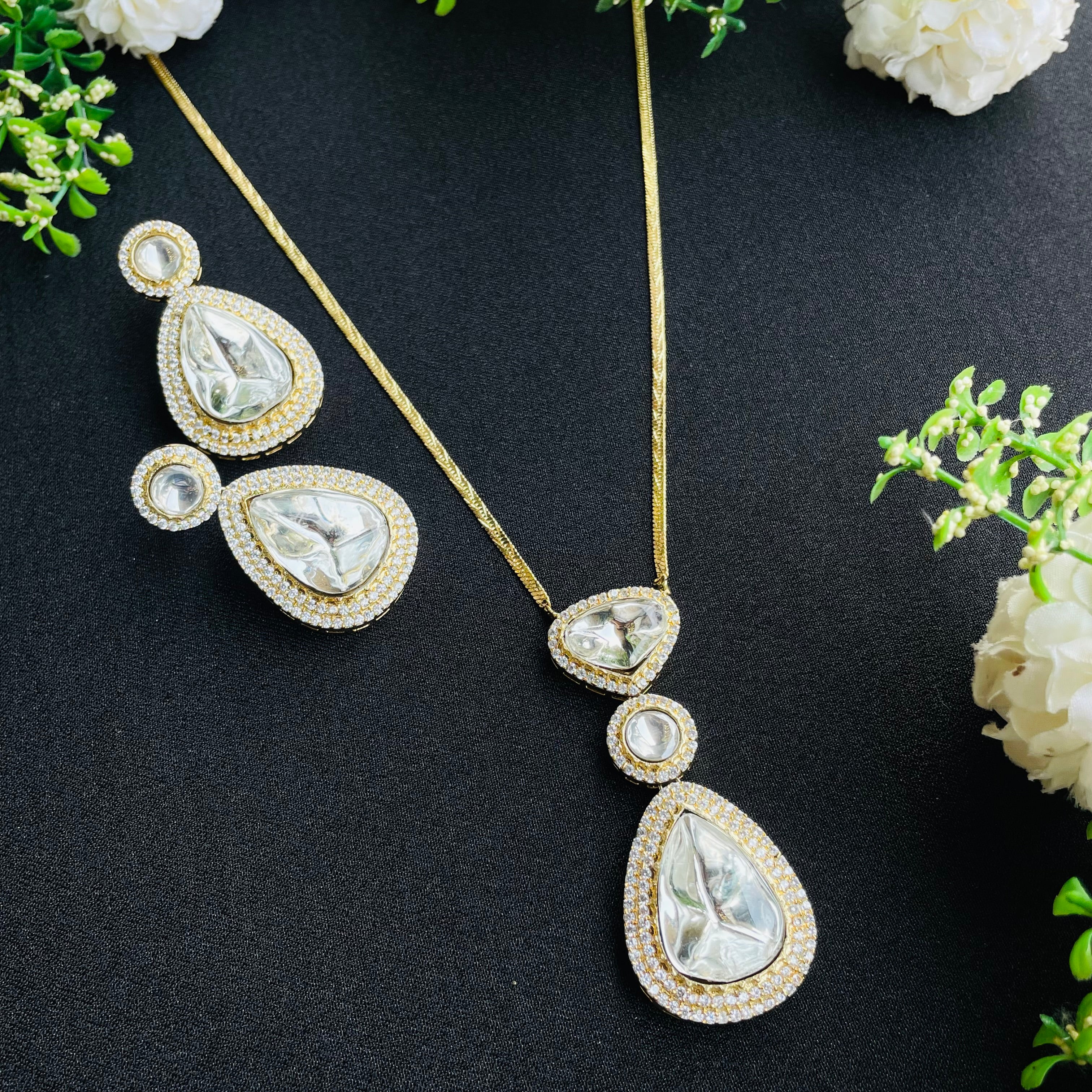 Nayaab Drop Polki pendant Neckpiece