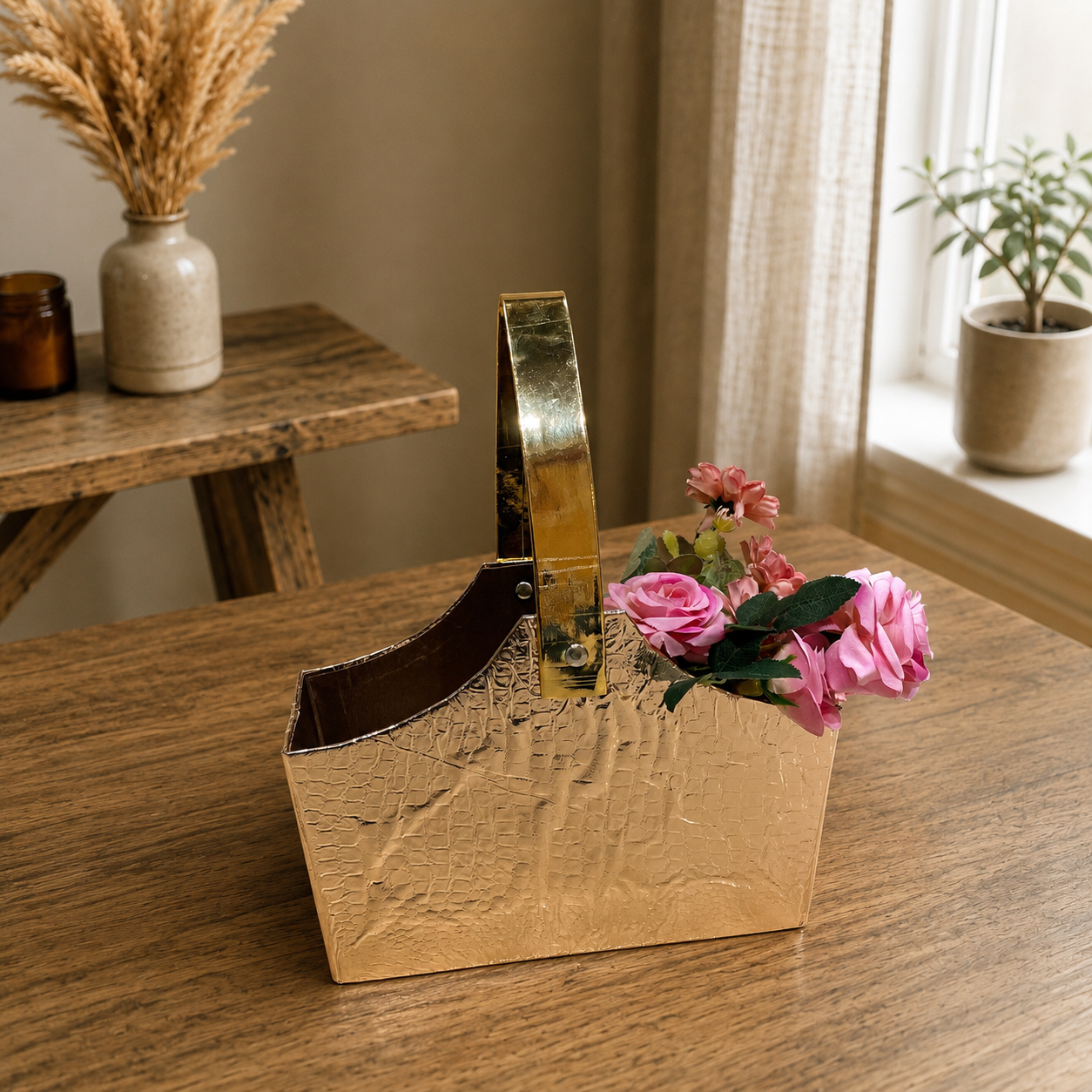 Foldable Metallic Gold Gift Basket