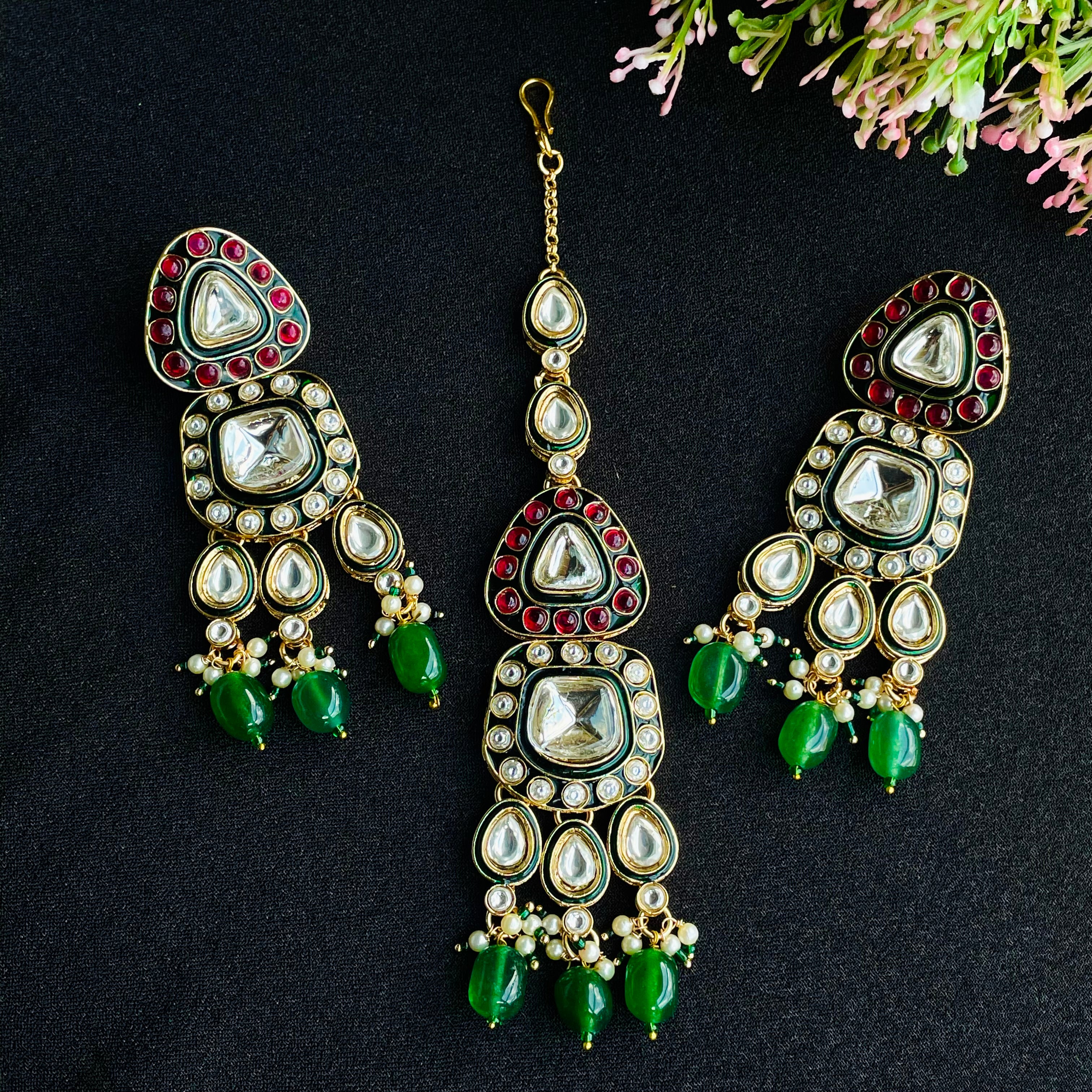 Nayaab Shaloka Earrings With Tikka