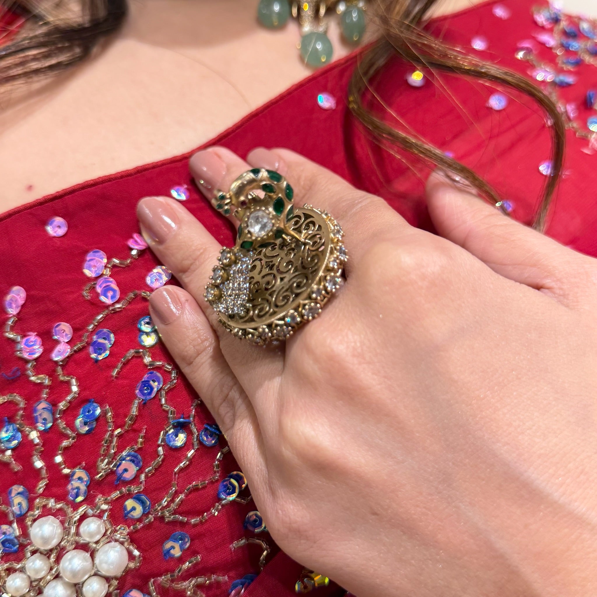 Nayaab peacock ring adjustable