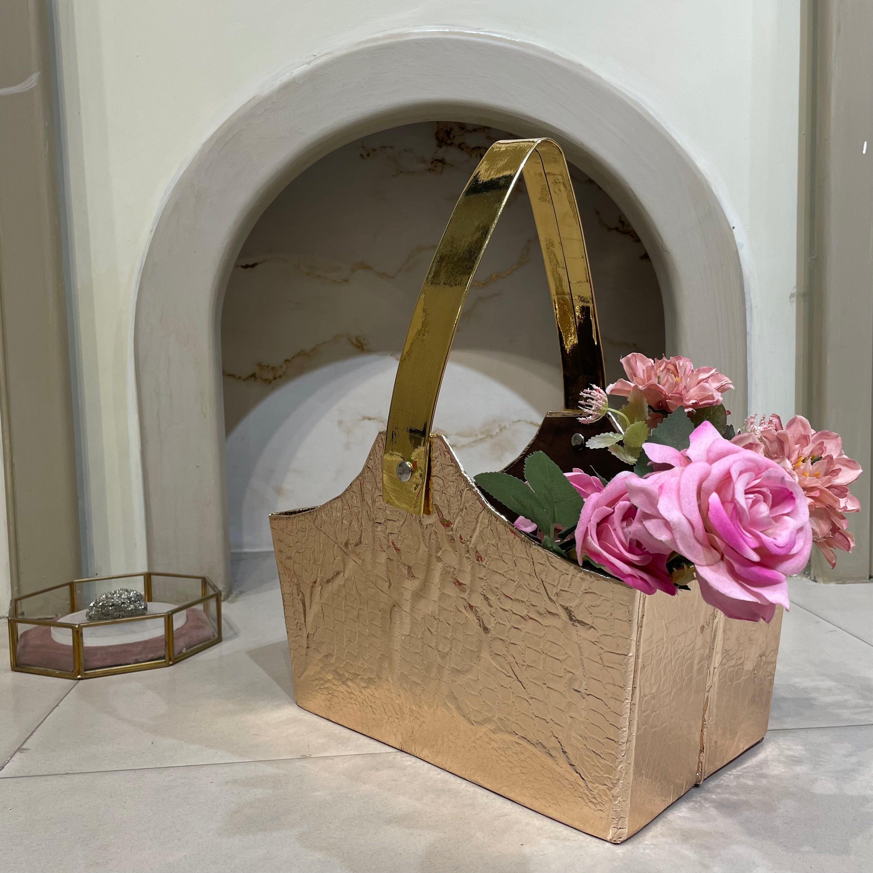 Foldable Metallic Gold Gift Basket