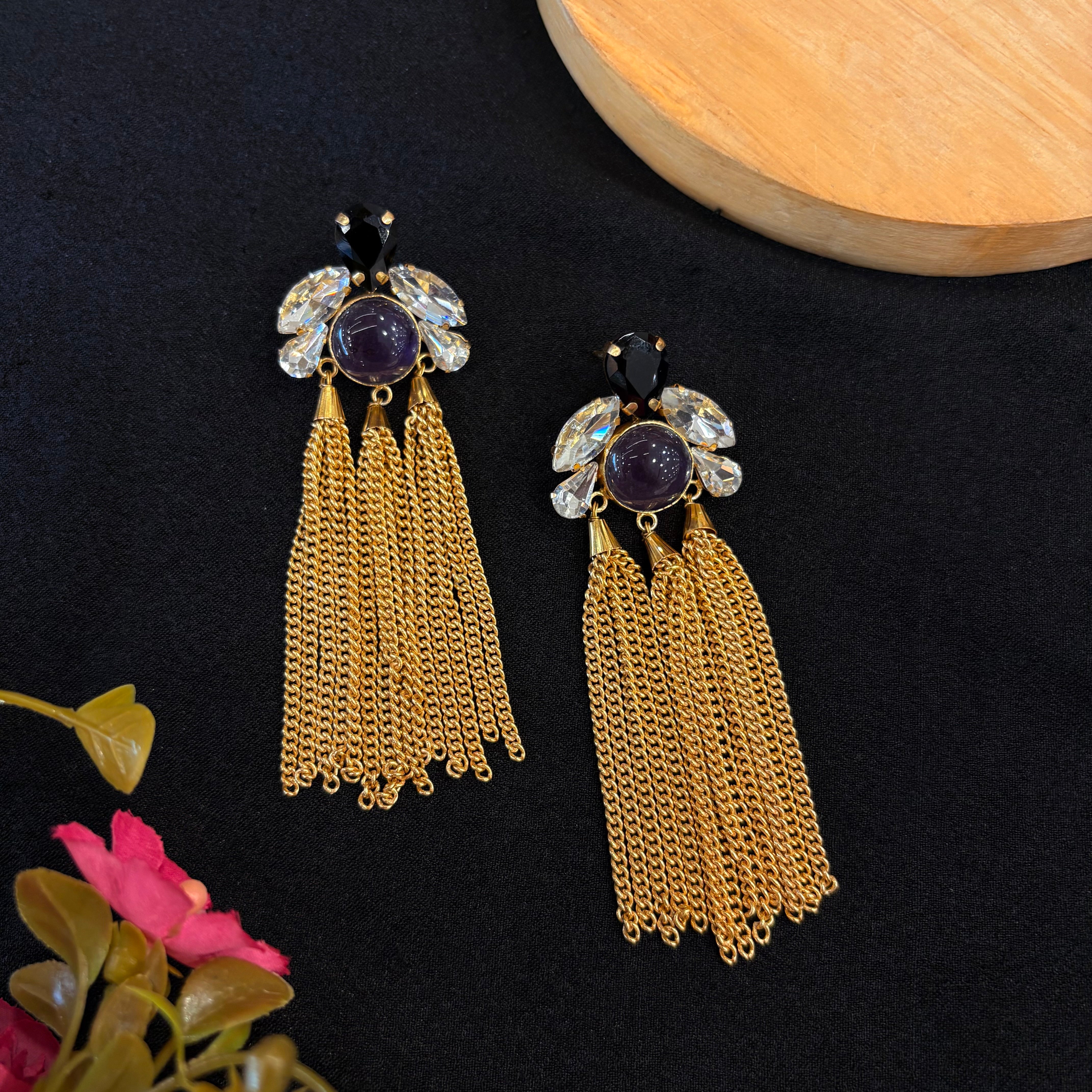 Amethyst Noir Cascade Earrings