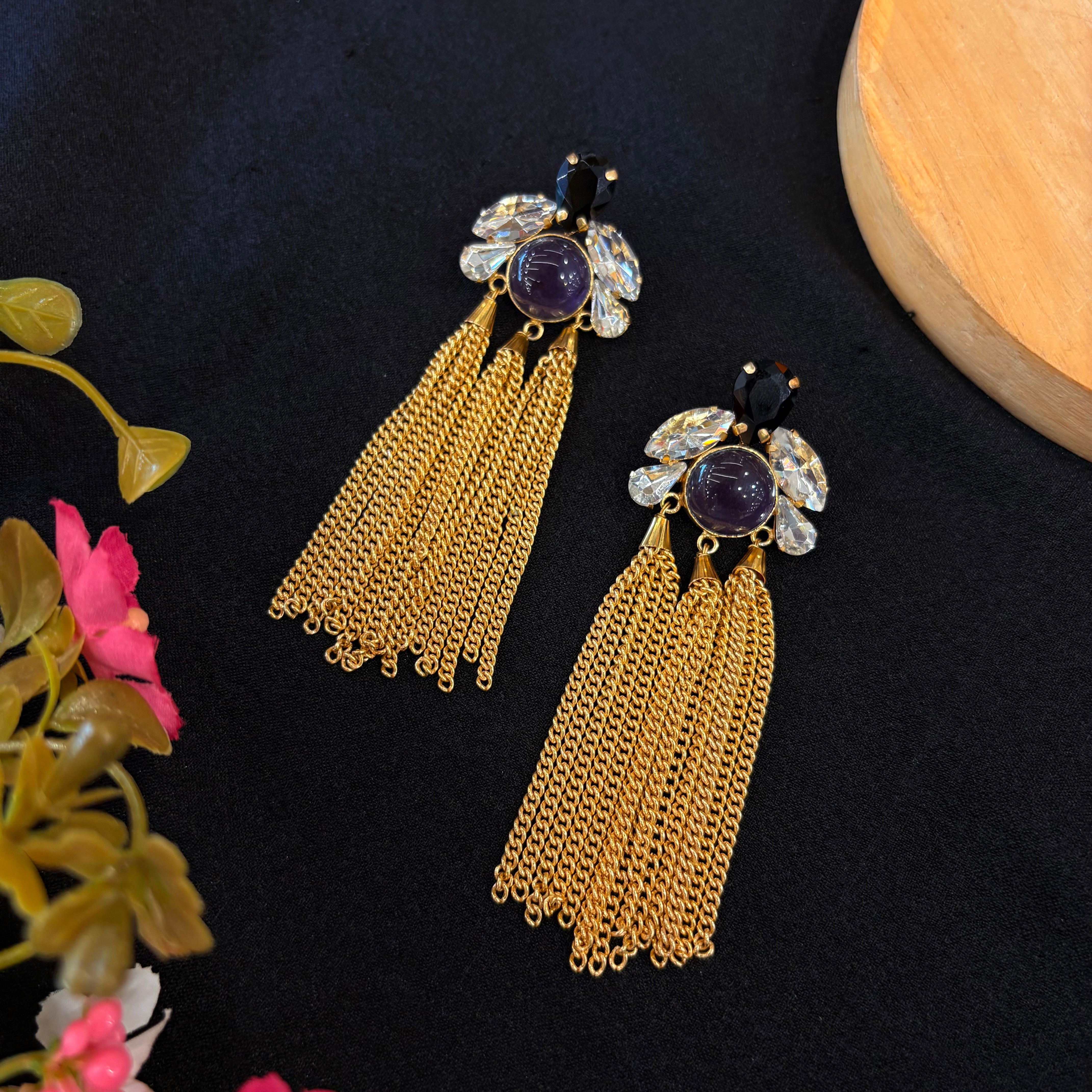 Amethyst Noir Cascade Earrings