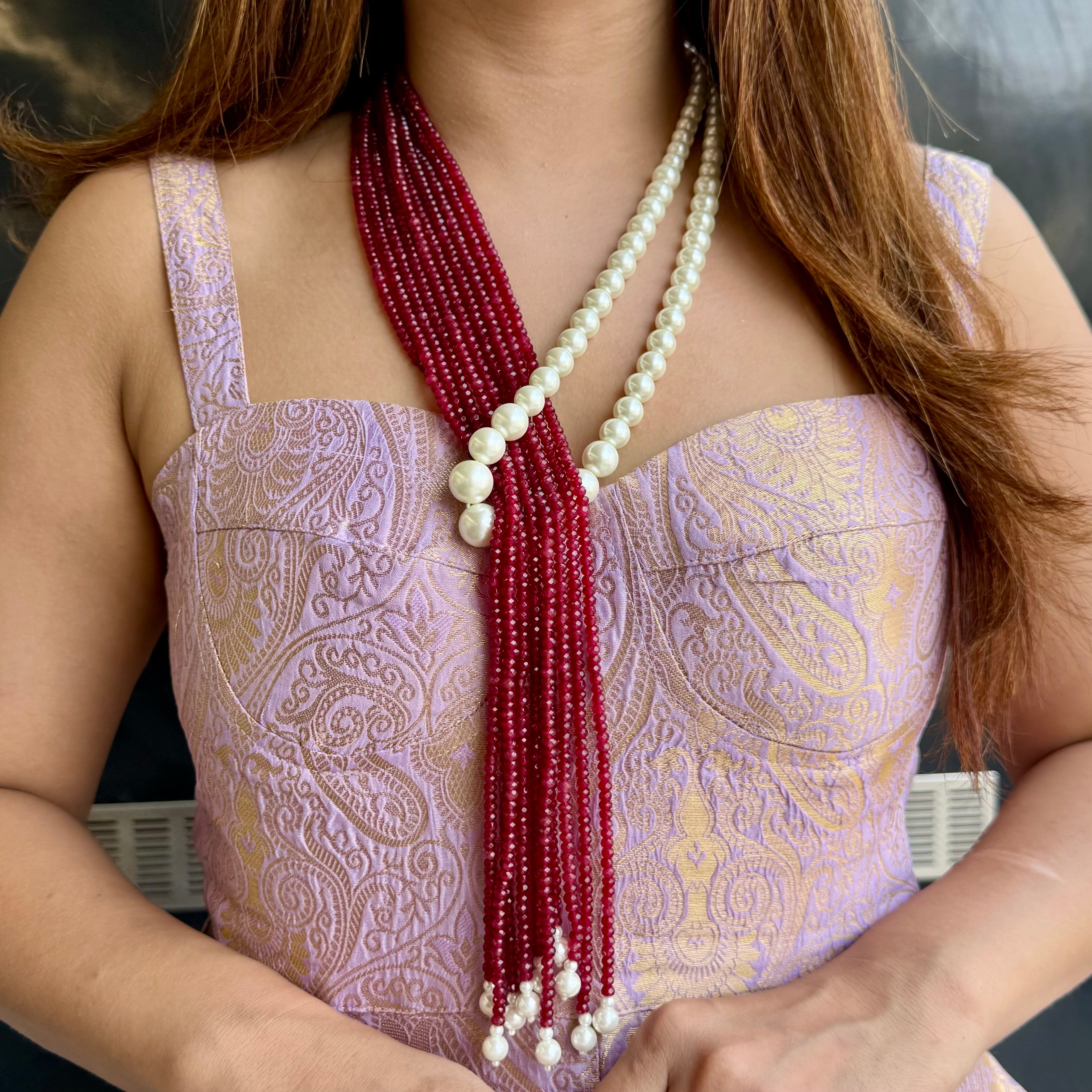 Nayaab Sara Pearl Long Neckpiece