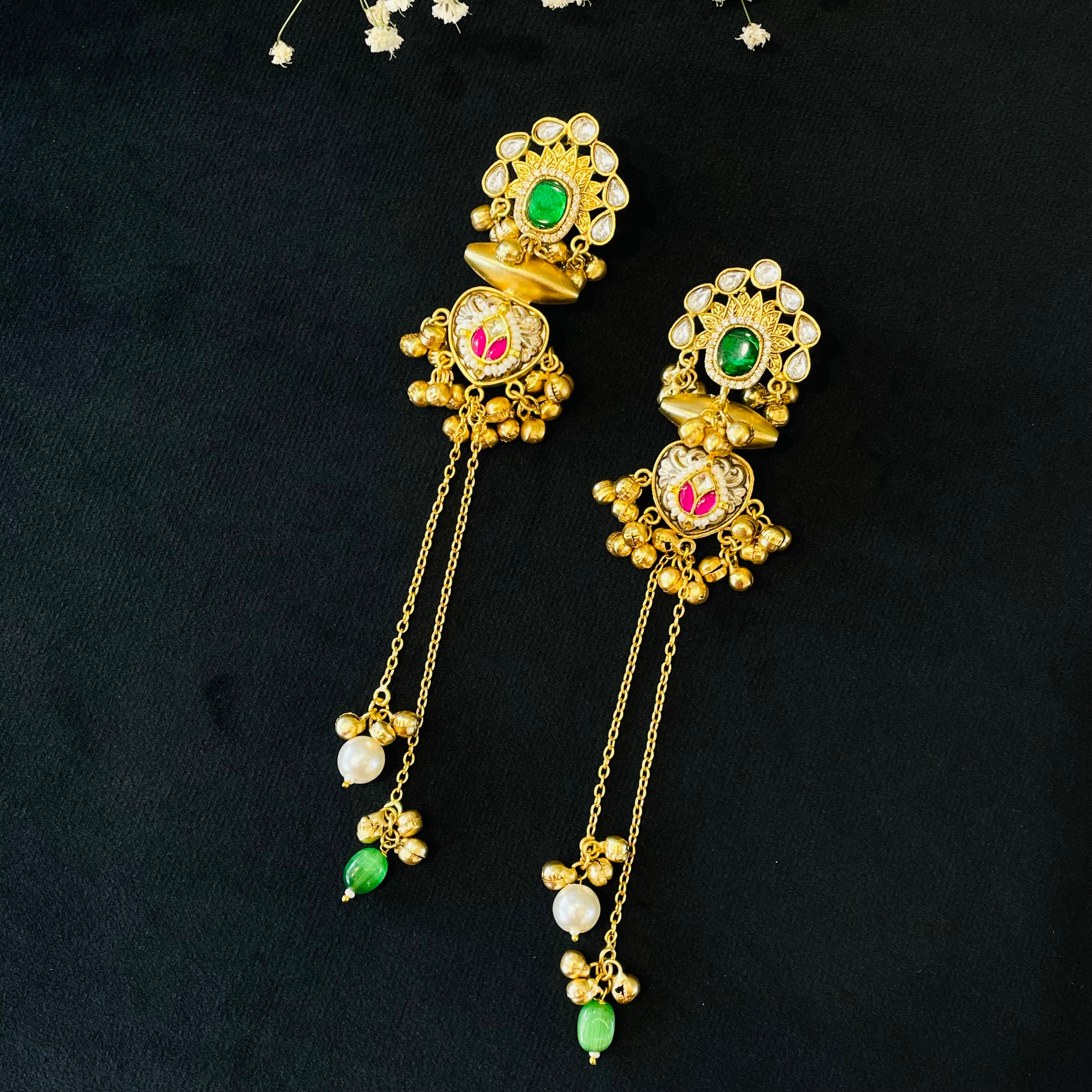 Nayaab Priya Long Fusion Earrings