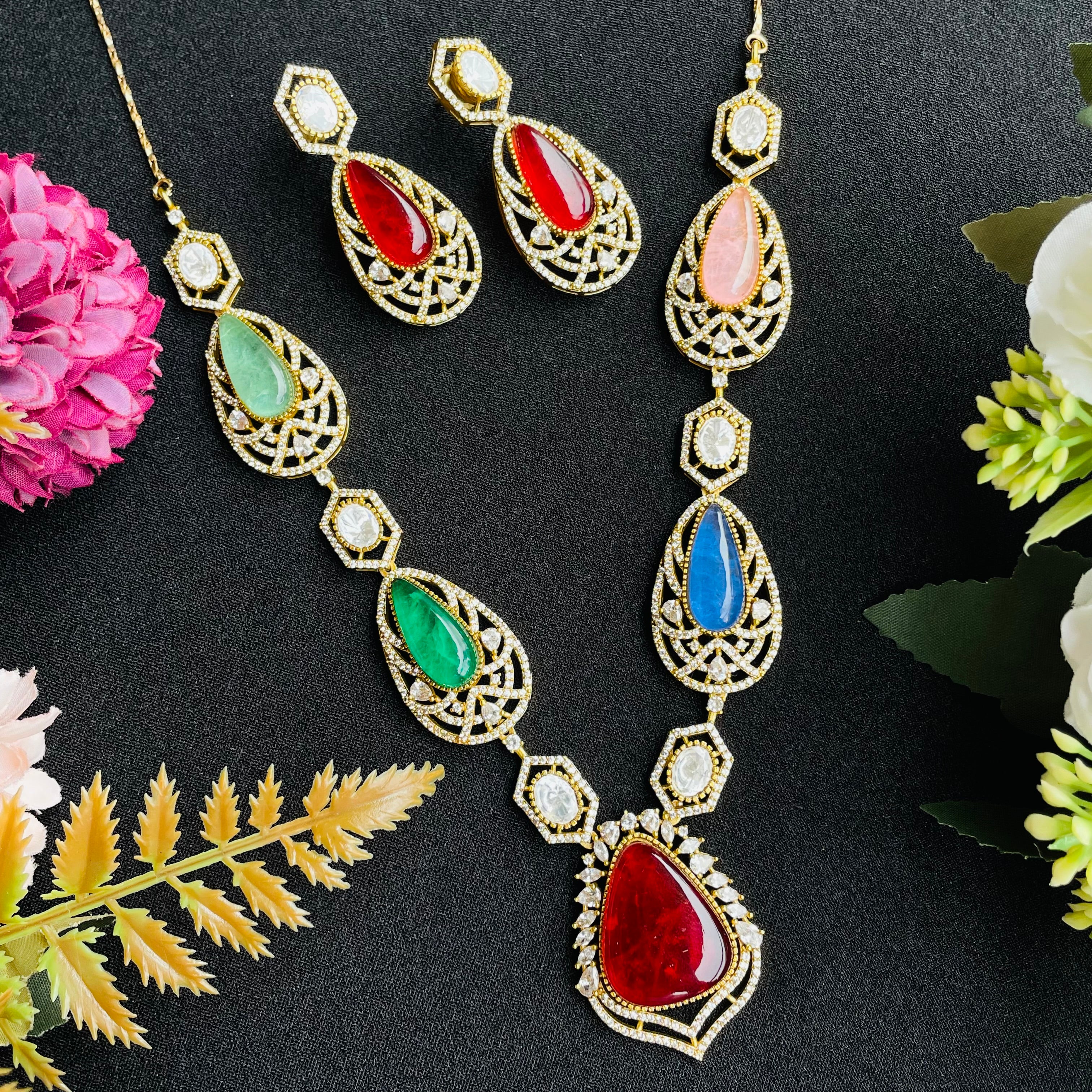 Nayaab Binal Multi Polki Neckpiece