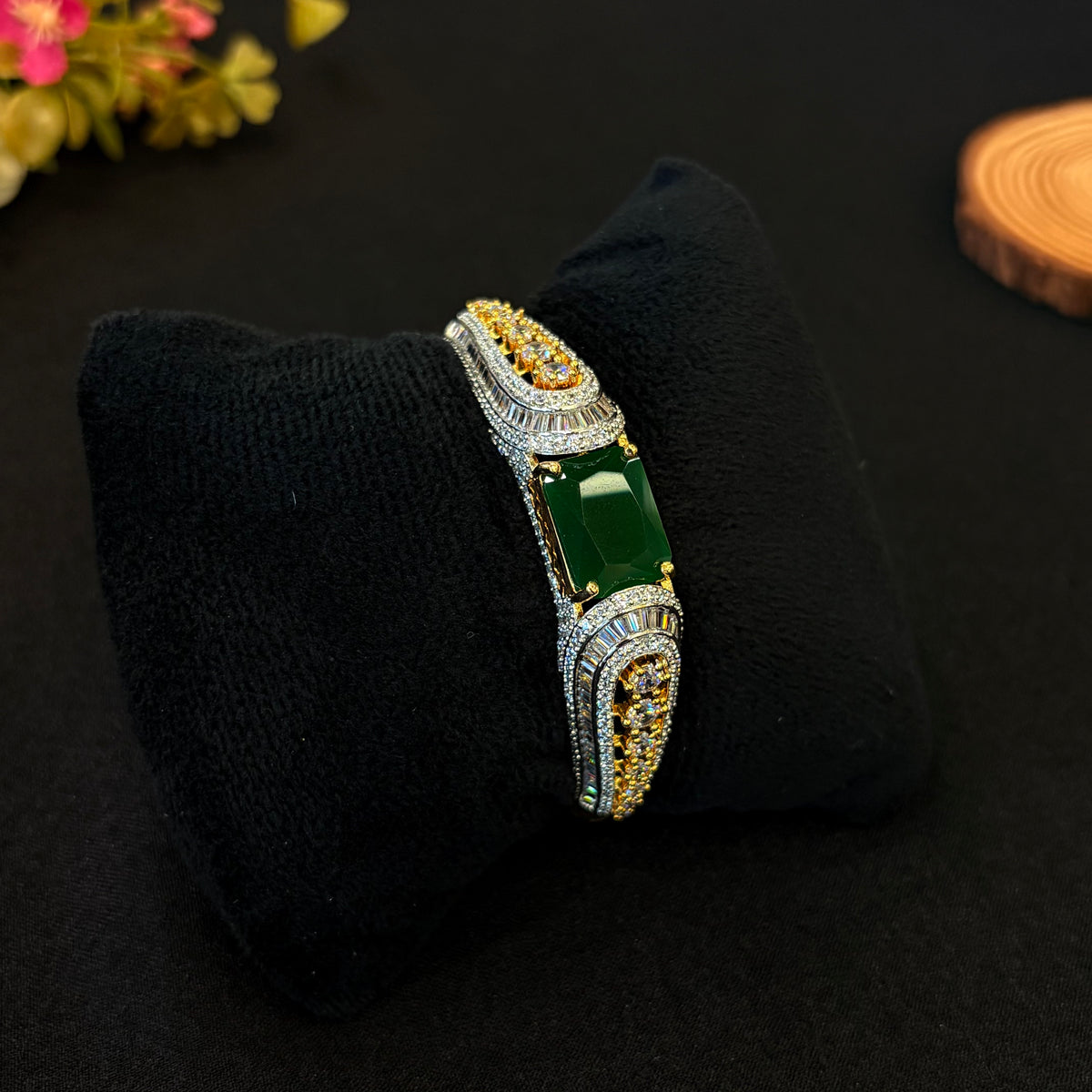 Aaradhya Emerald Cuff Bracelet