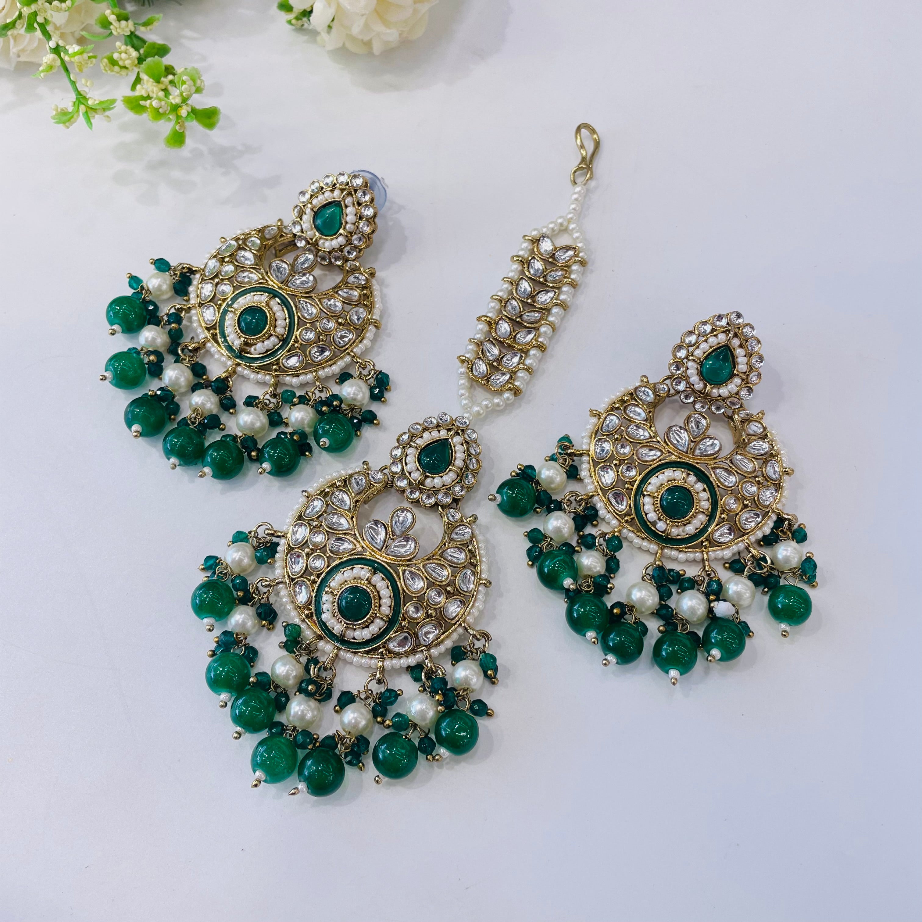 Nayaab Diya earrings with tikka