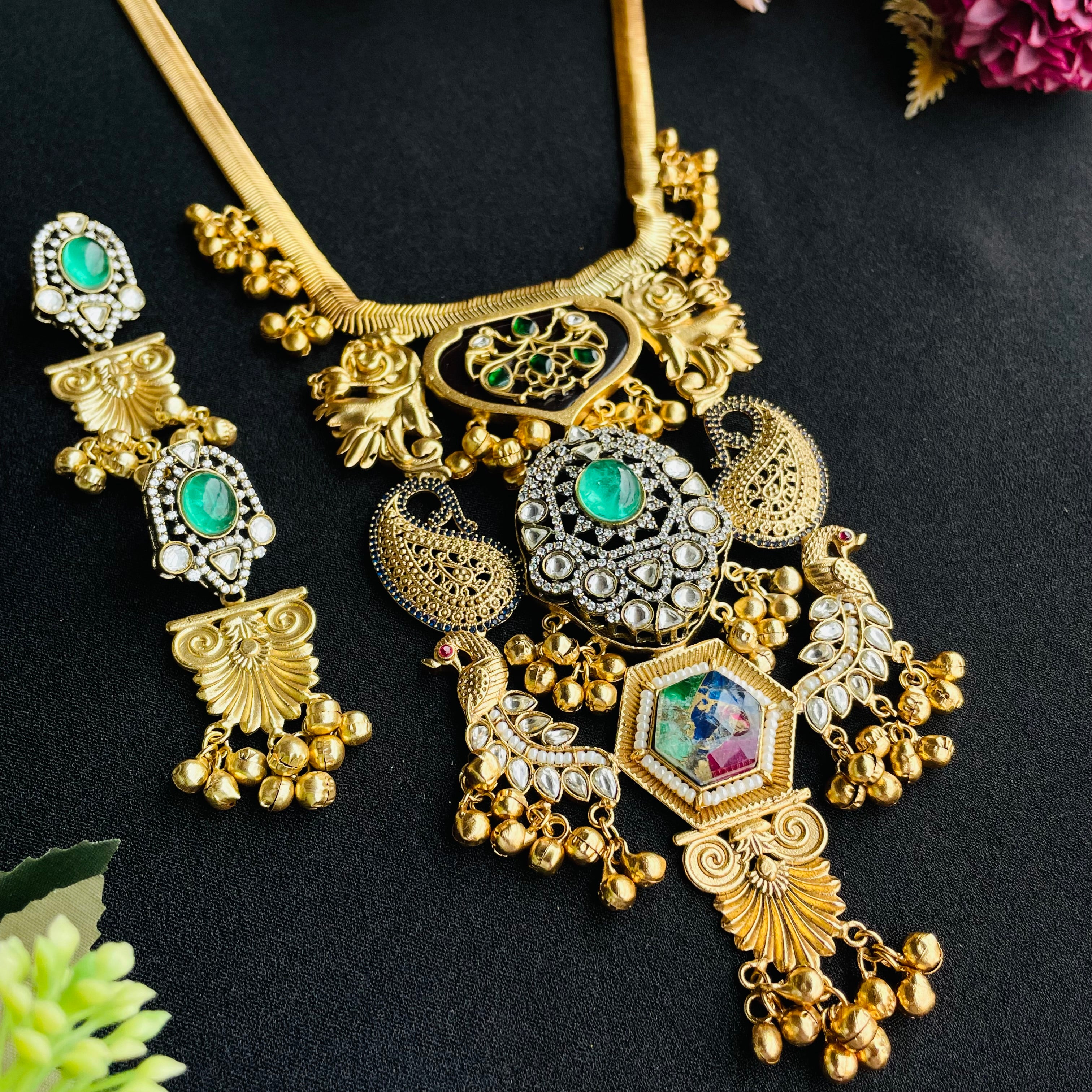 Nayaab Adira Polki layered Neckpiece