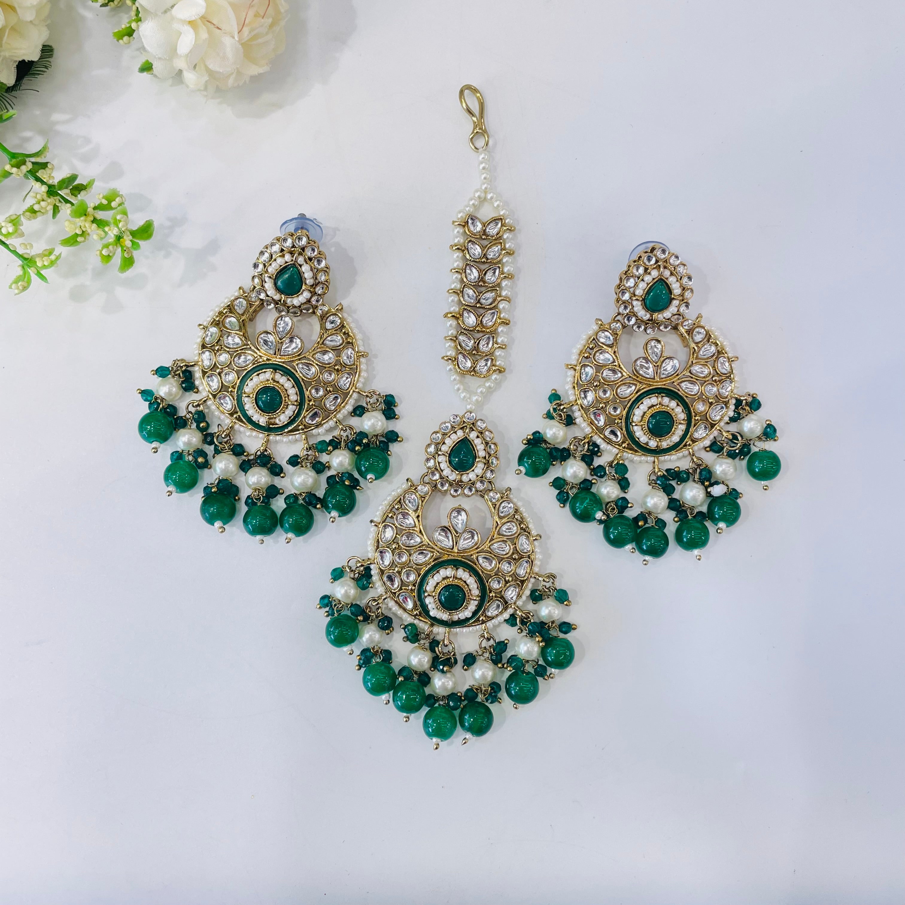 Nayaab Diya earrings with tikka